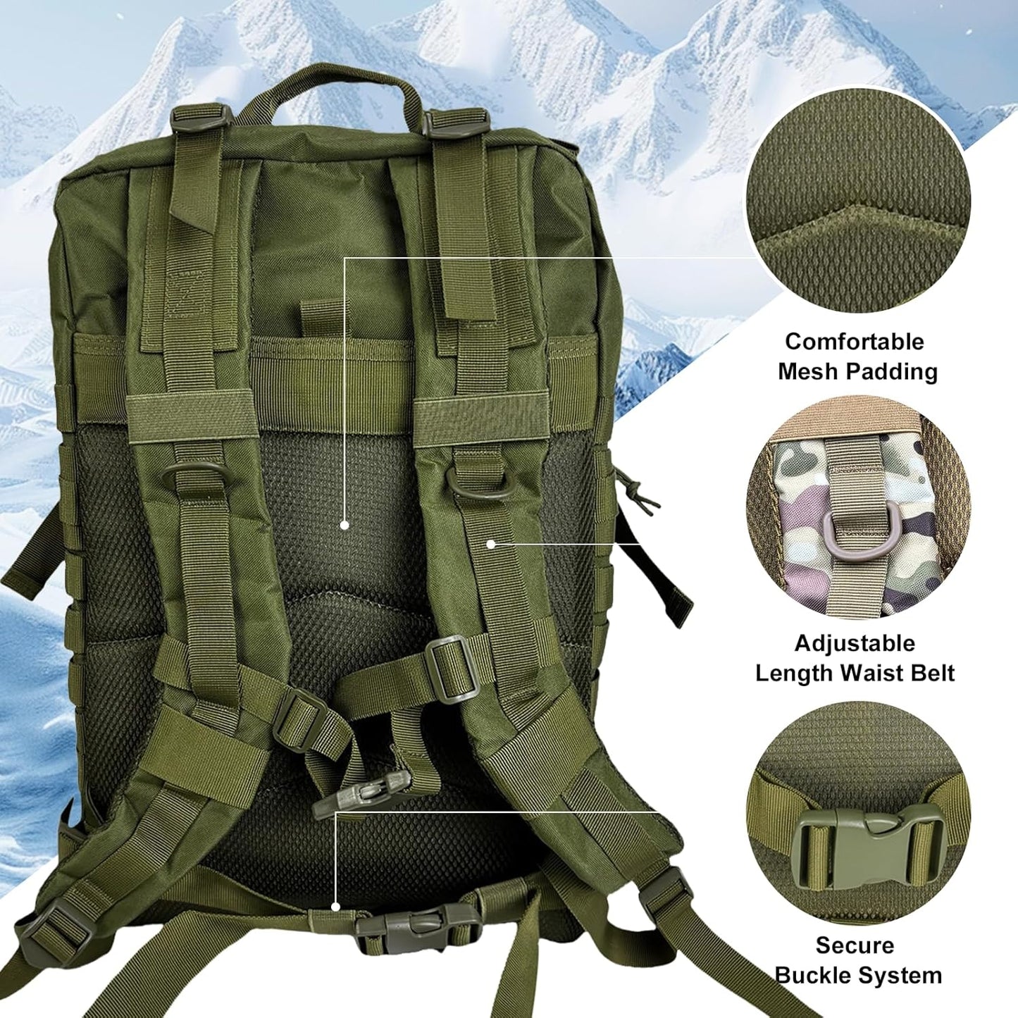 50L Military Tactical Backpack - Assault Pack for Men, Travel & Hiking
