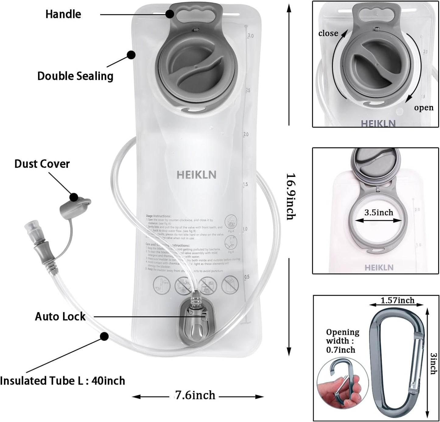 Leakproof 2L/3L Hydration Bladder - BPA Free Water Reservoir for Hiking & Running