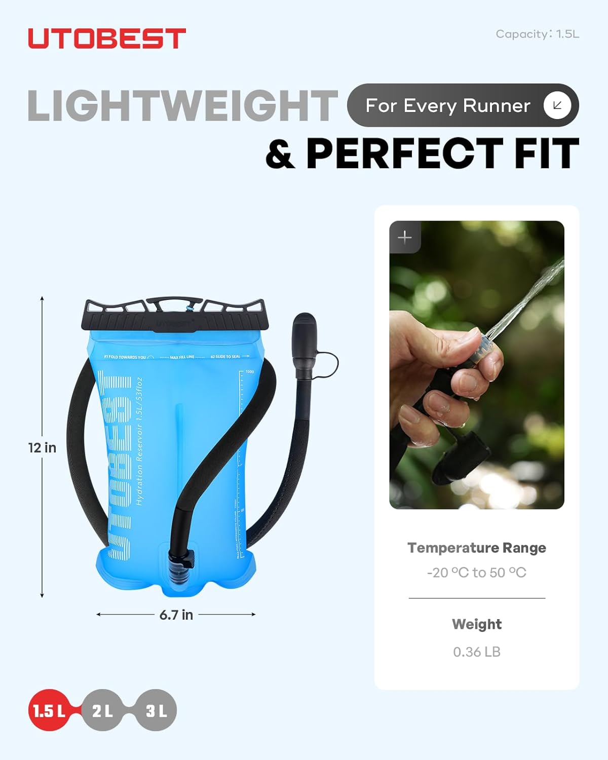 UTOBEST Hydration Bladder - Leakproof, BPA-Free, Wide Opening