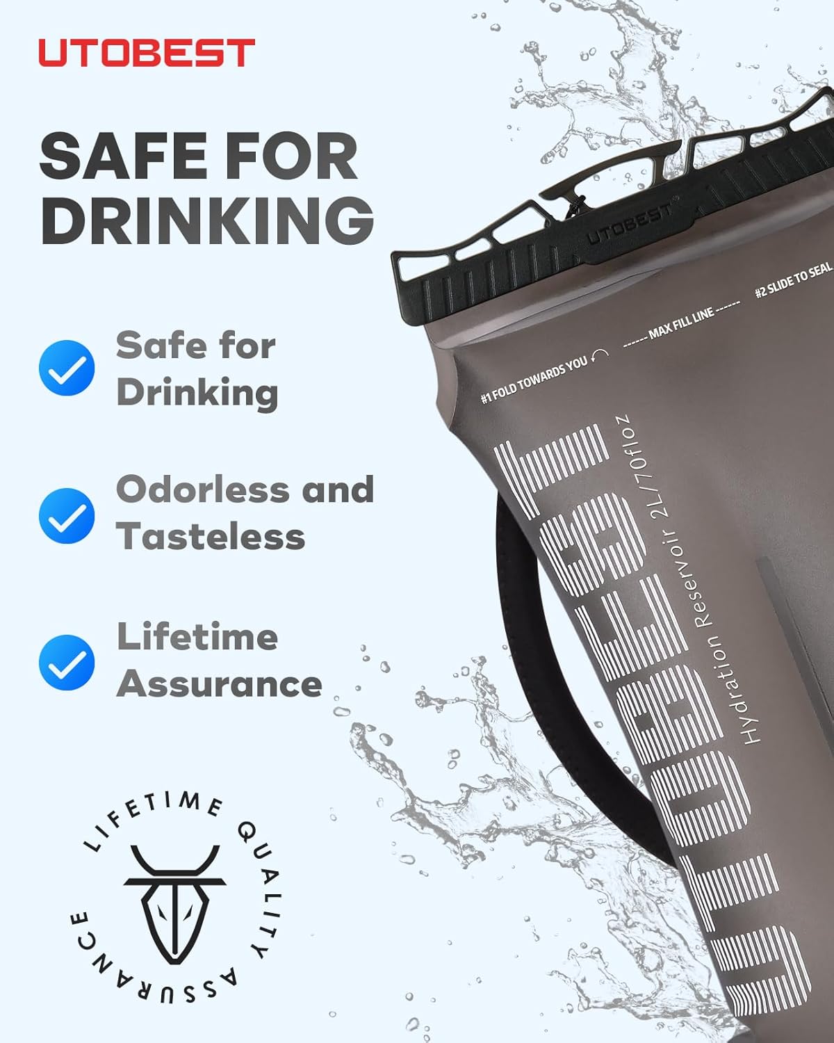 UTOBEST Hydration Bladder - Leakproof, BPA-Free, Wide Opening