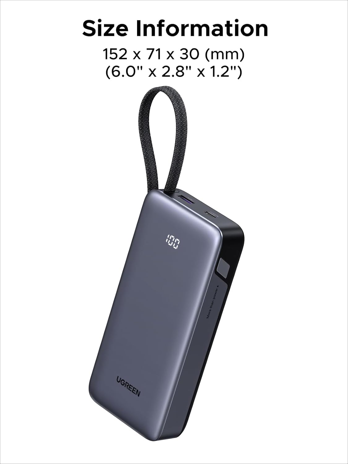 UGREEN 45W Power Bank 20,000mAh w/ Built-in Cable - 2x iPad Charges