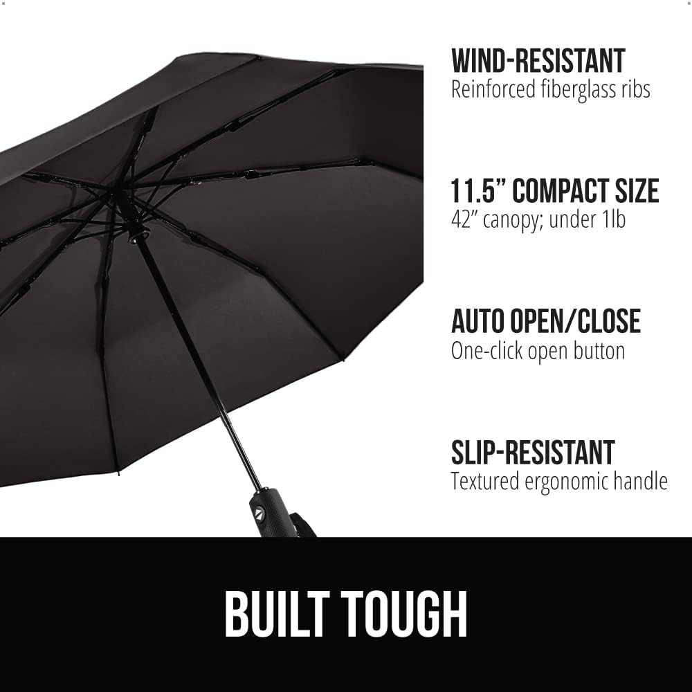 Gorilla Grip Windproof Umbrella – Auto Open, 42" UV+Storm Proof
