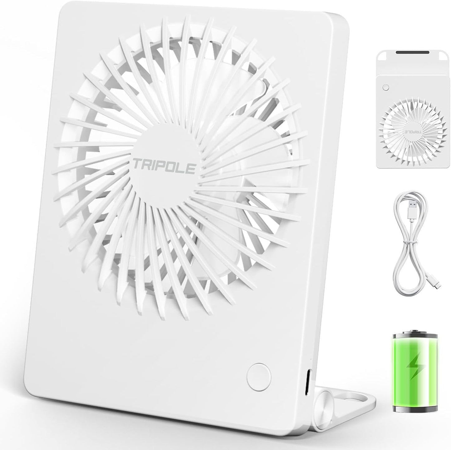 BreezeZen⢠Mini Desk Fan ā 4.5" Ultra-Quiet (25dB!) USB Rechargeable | 3-Speed, 180° Tilt & 6-Hour Battery for Office, Travel & Sleep (Fits in Laptop Bags!)
