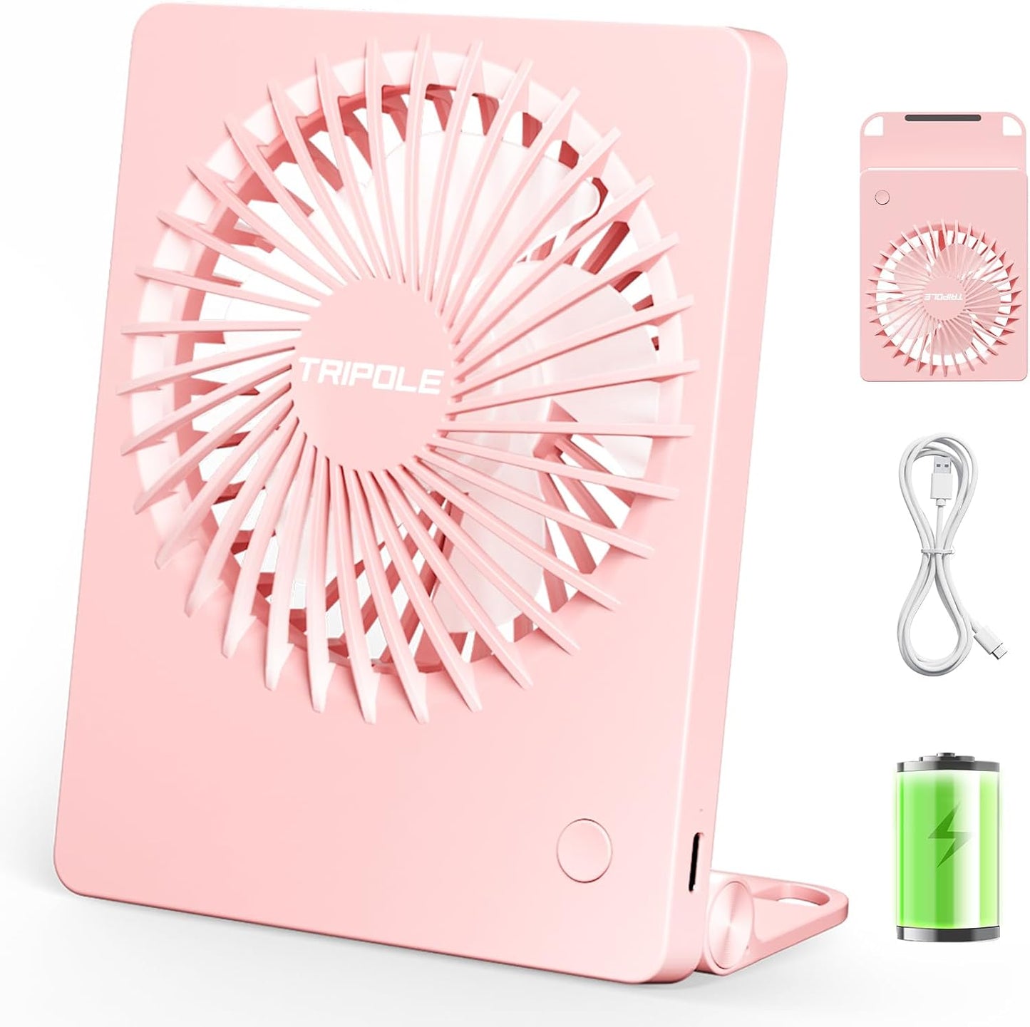 BreezeZen⢠Mini Desk Fan ā 4.5" Ultra-Quiet (25dB!) USB Rechargeable | 3-Speed, 180° Tilt & 6-Hour Battery for Office, Travel & Sleep (Fits in Laptop Bags!)