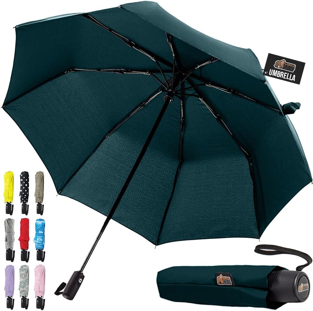 Gorilla Grip Windproof Umbrella – Auto Open, 42" UV+Storm Proof