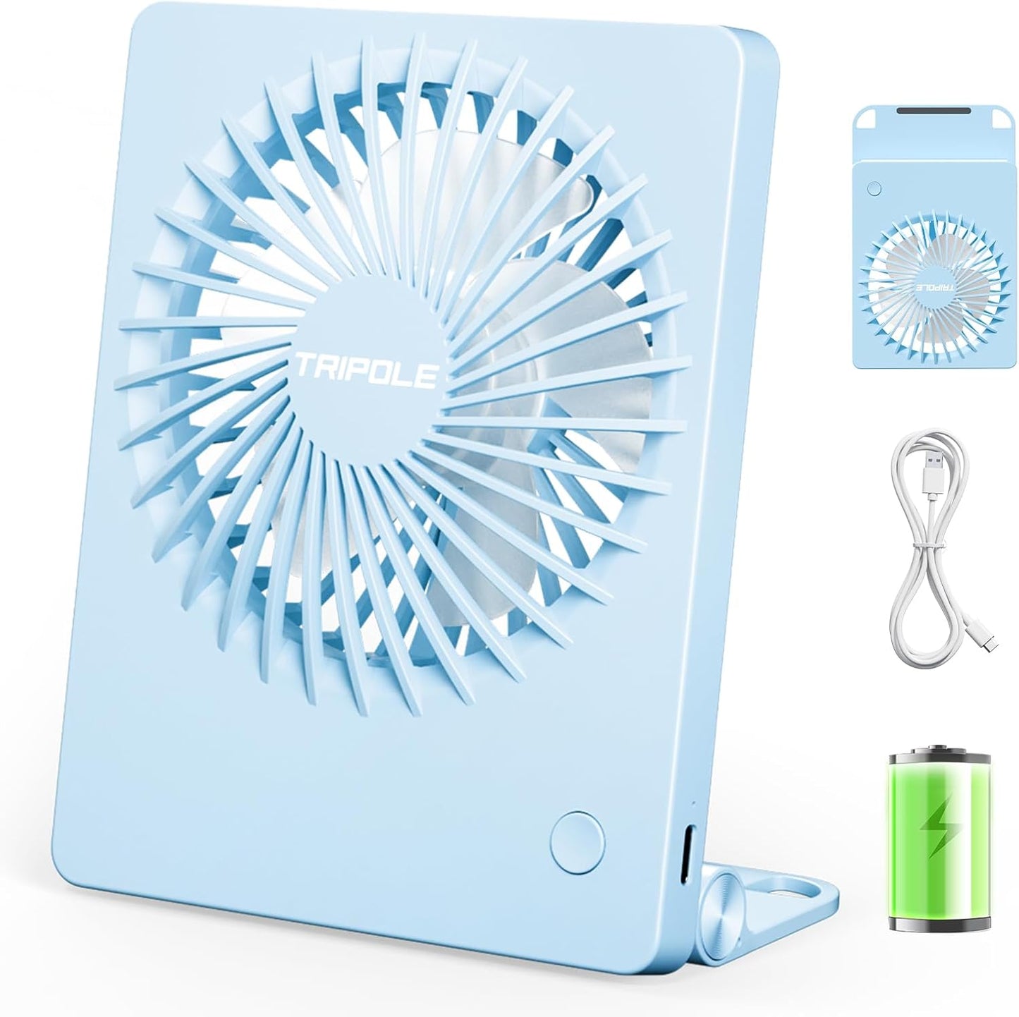 BreezeZen⢠Mini Desk Fan ā 4.5" Ultra-Quiet (25dB!) USB Rechargeable | 3-Speed, 180° Tilt & 6-Hour Battery for Office, Travel & Sleep (Fits in Laptop Bags!)