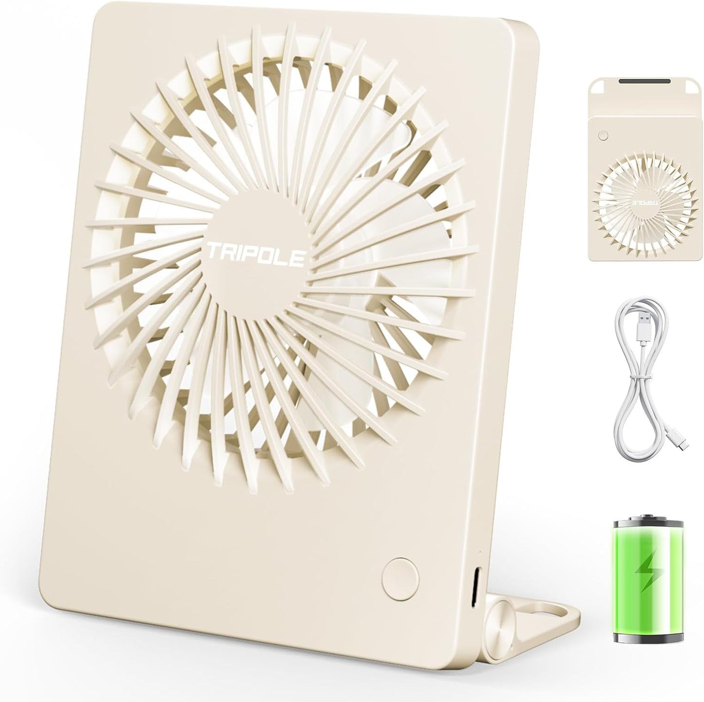 BreezeZen⢠Mini Desk Fan ā 4.5" Ultra-Quiet (25dB!) USB Rechargeable | 3-Speed, 180° Tilt & 6-Hour Battery for Office, Travel & Sleep (Fits in Laptop Bags!)