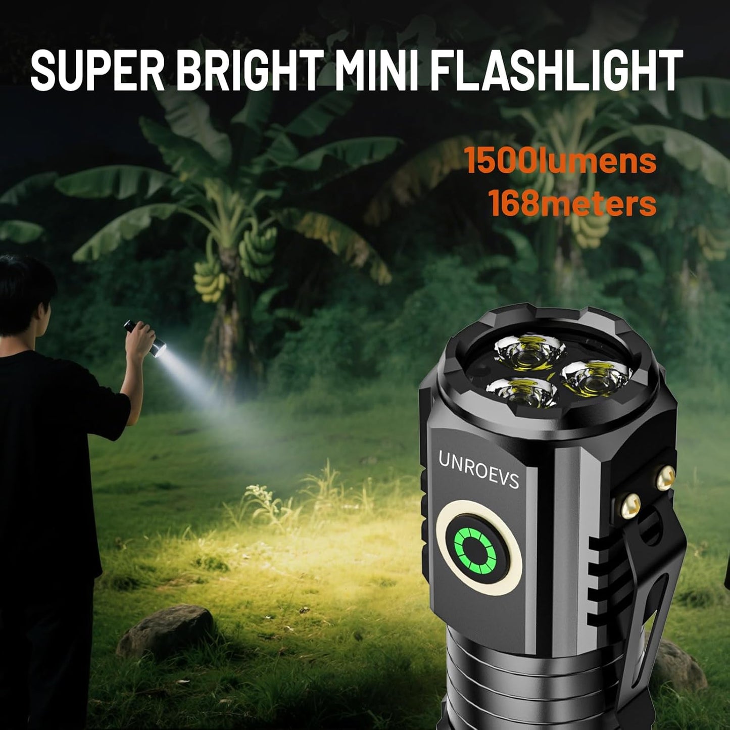 2-in-1 Tactical Flashlight & UV Light - 1500LM EDC, 5 Modes & Magnetic Base | 365nm Blacklight for Detection, Inspections & Emergencies