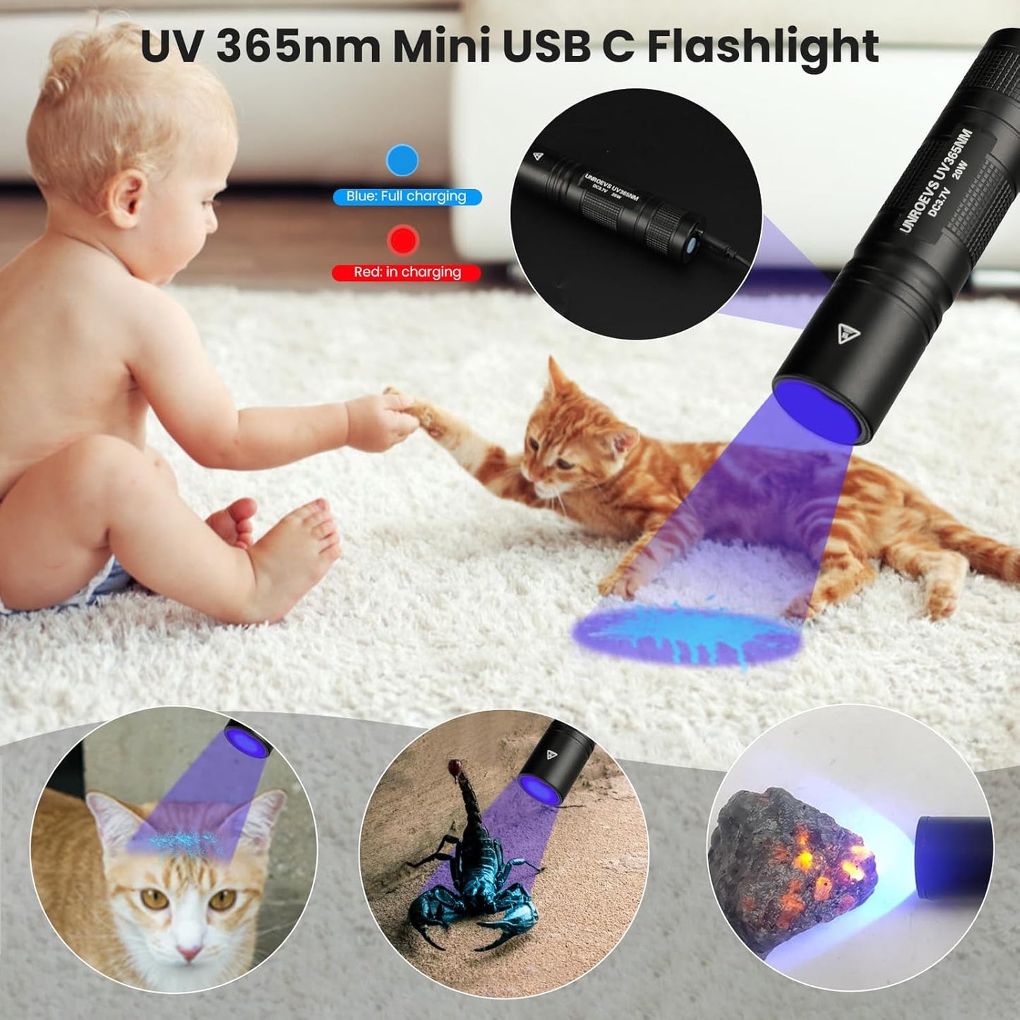 2-in-1 Tactical Flashlight & UV Light - 1500LM EDC, 5 Modes & Magnetic Base | 365nm Blacklight for Detection, Inspections & Emergencies