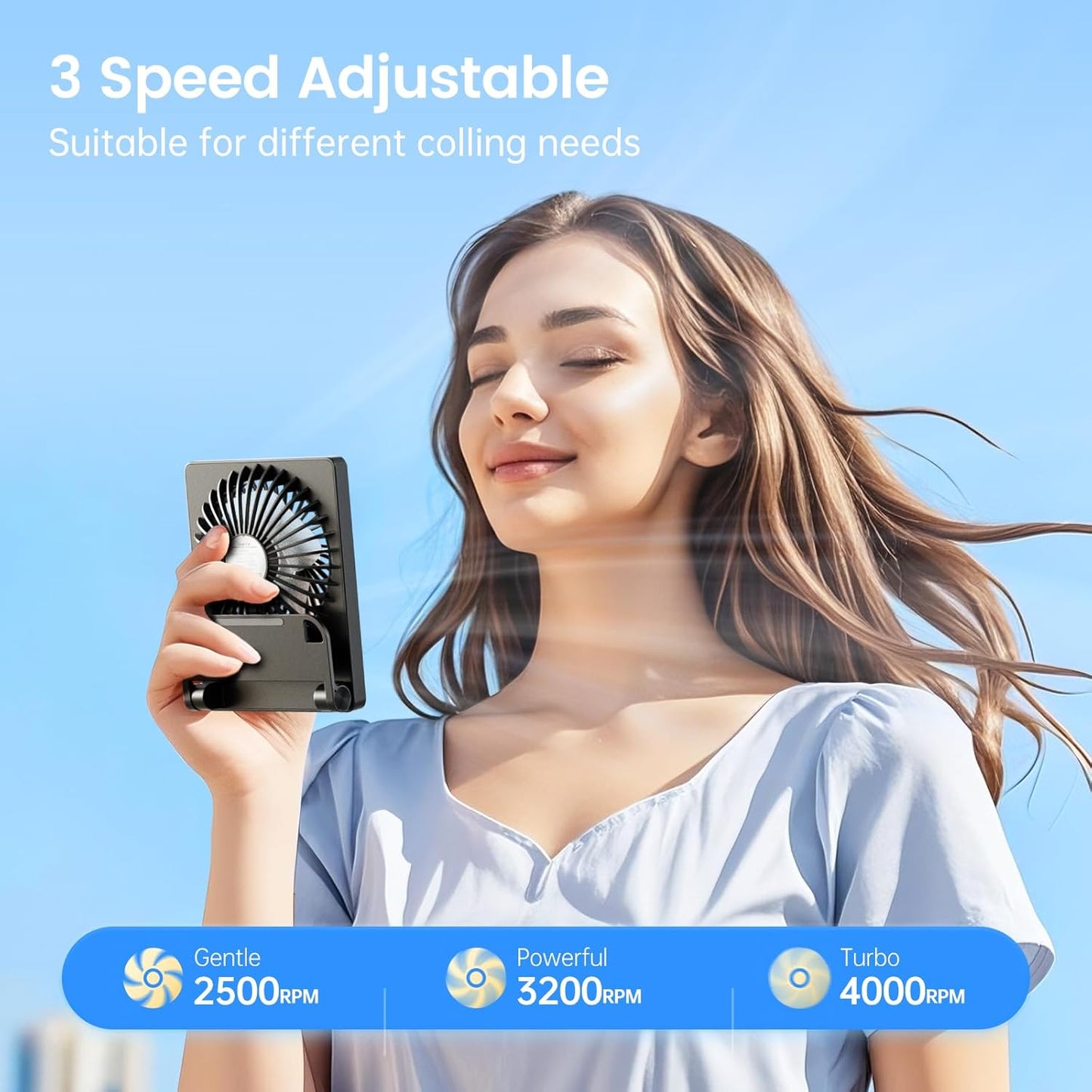 BreezeZen⢠Mini Desk Fan ā 4.5" Ultra-Quiet (25dB!) USB Rechargeable | 3-Speed, 180° Tilt & 6-Hour Battery for Office, Travel & Sleep (Fits in Laptop Bags!)