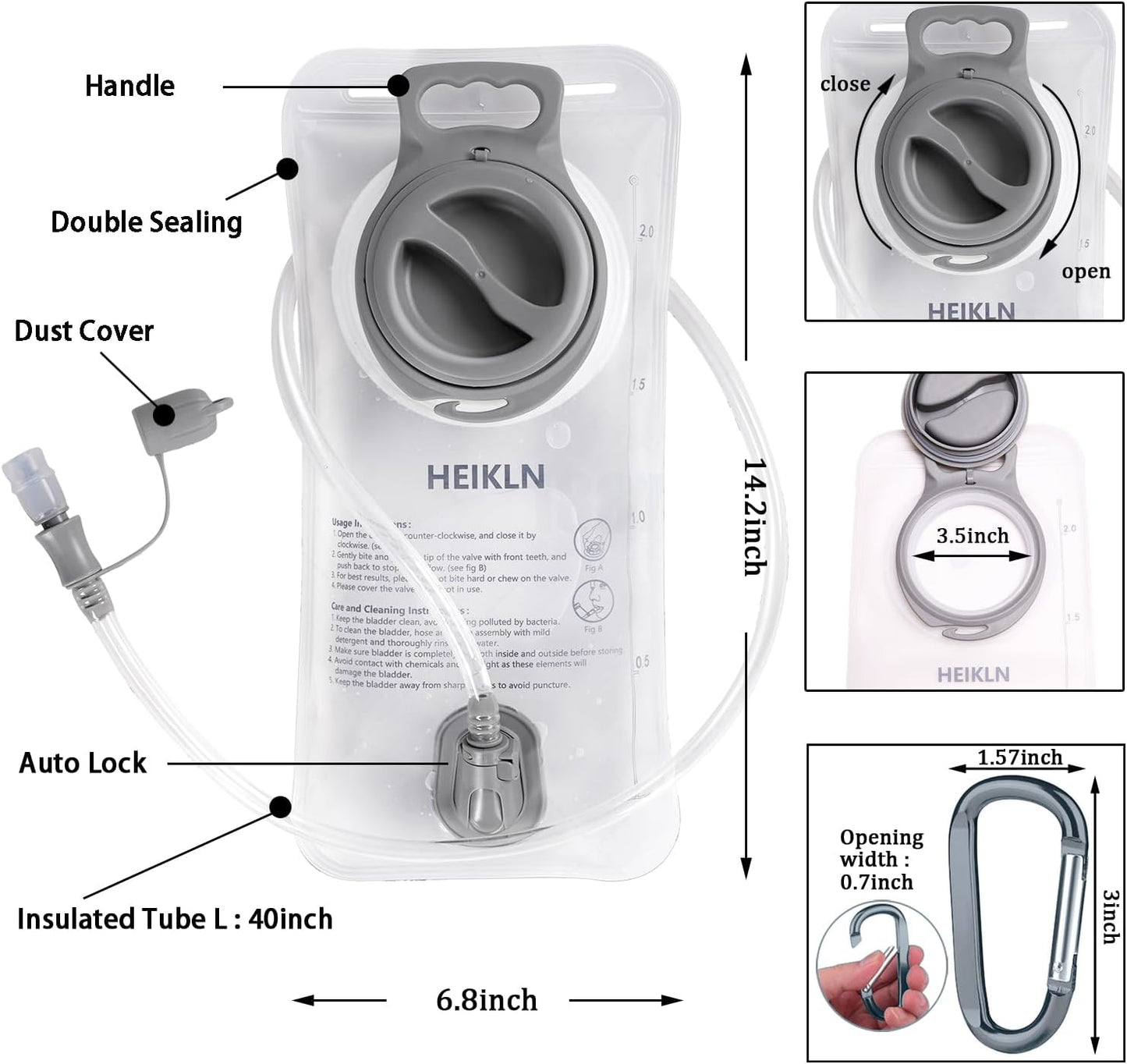 Leakproof 2L/3L Hydration Bladder - BPA Free Water Reservoir for Hiking & Running