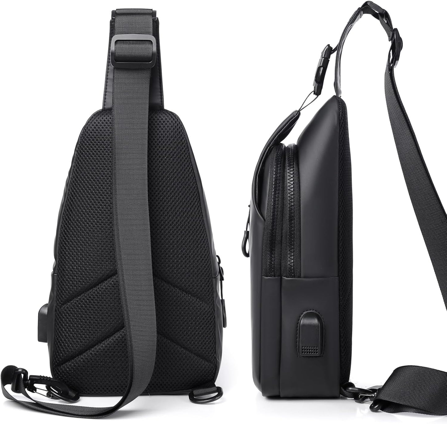 Waterproof Sling Bag w/ USB Port - Anti-Theft Crossbody Pack