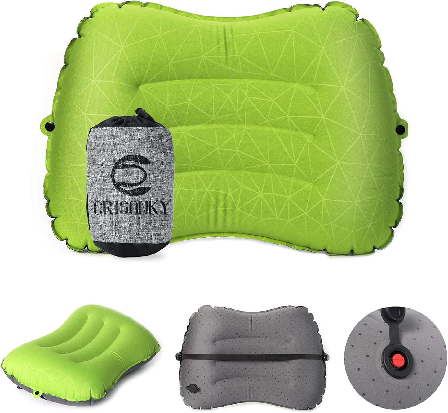 Inflatable Camping Pillow β 3-Breath Fill, Ultra-Light, Skid-Proof