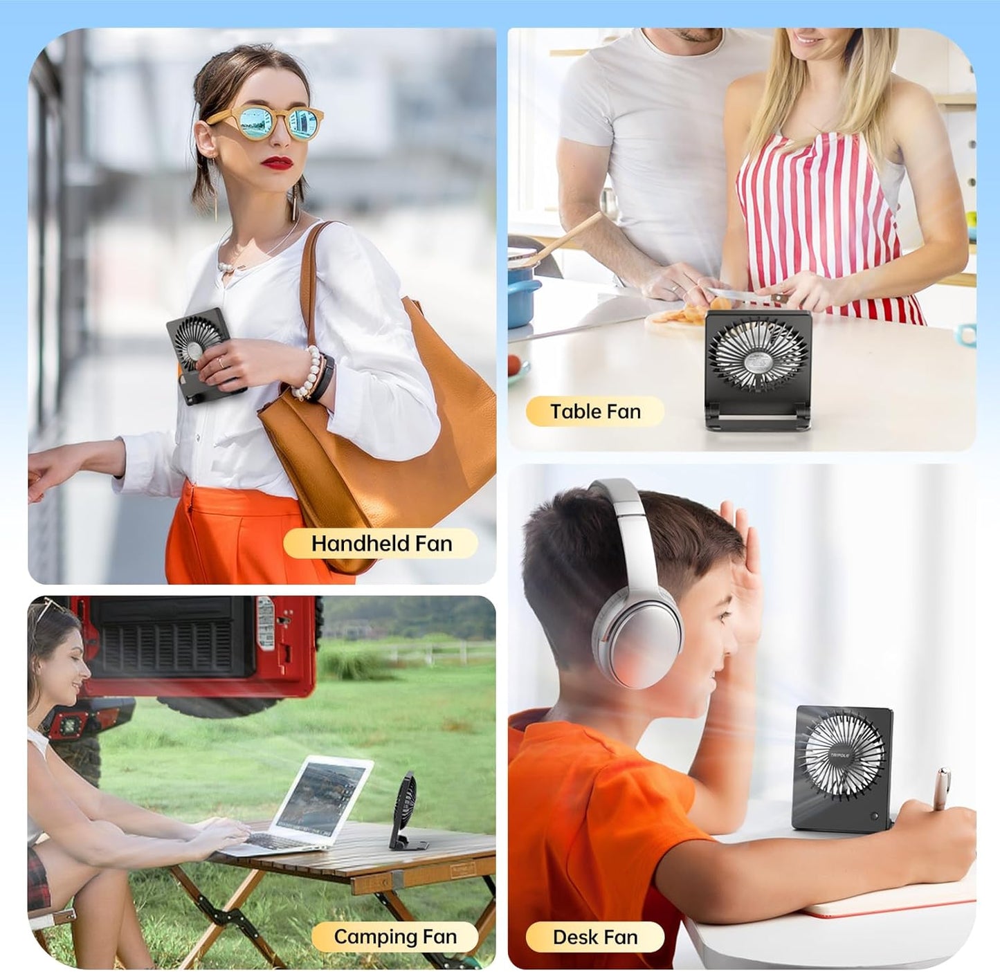 BreezeZen⢠Mini Desk Fan ā 4.5" Ultra-Quiet (25dB!) USB Rechargeable | 3-Speed, 180° Tilt & 6-Hour Battery for Office, Travel & Sleep (Fits in Laptop Bags!)