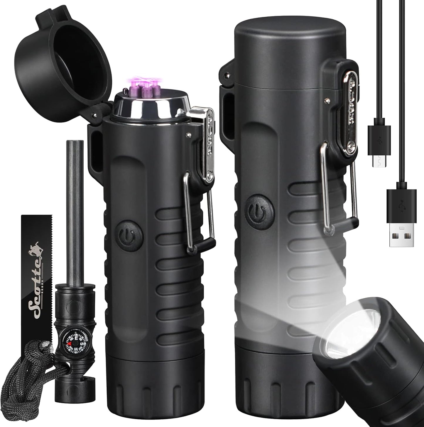 🔥 2-in-1 Plasma Arc Lighter + 5-in-1 Survival Kit