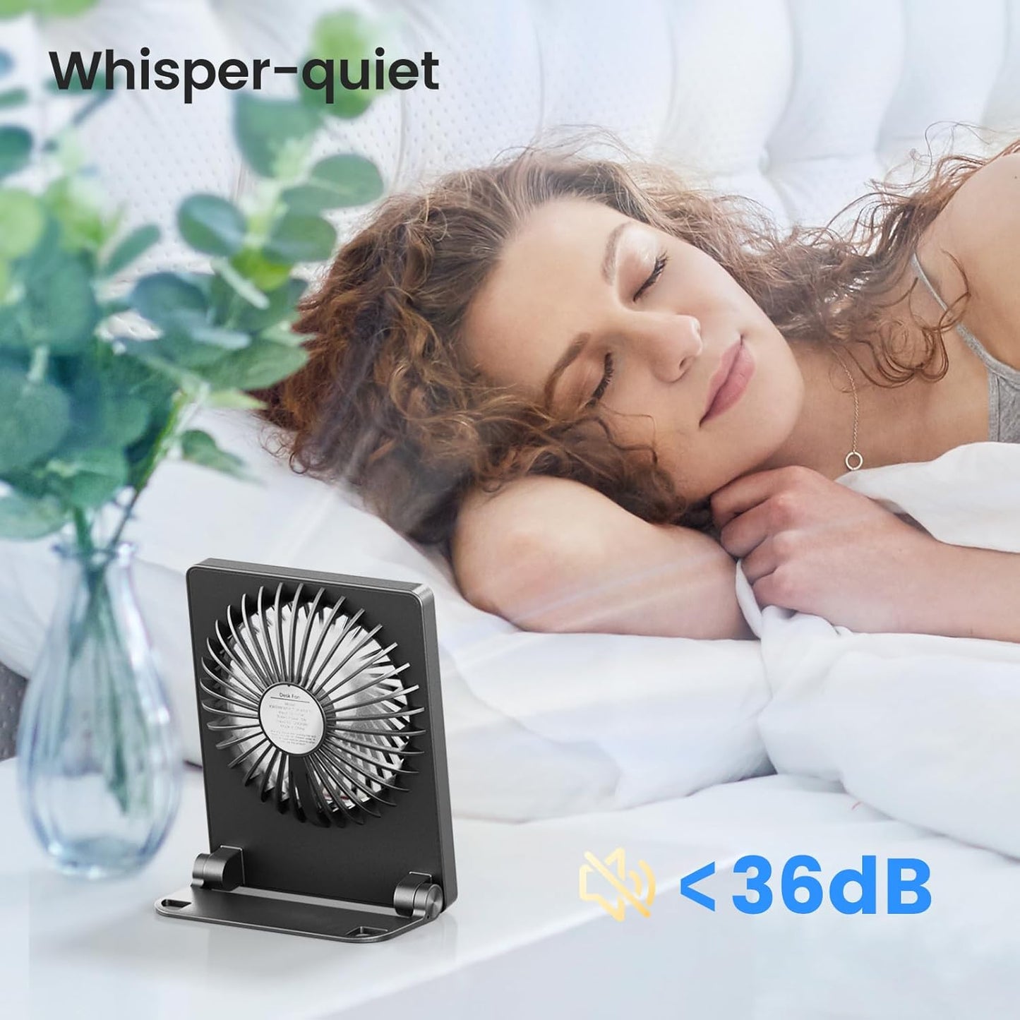 BreezeZen⢠Mini Desk Fan ā 4.5" Ultra-Quiet (25dB!) USB Rechargeable | 3-Speed, 180° Tilt & 6-Hour Battery for Office, Travel & Sleep (Fits in Laptop Bags!)