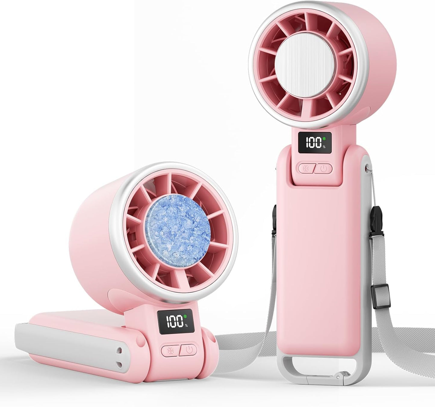 ICE COOL™ Turbo Handheld Fan – 5-Speed 4000mAh USB Rechargeable | 3-in-1 Foldable Neck/Desk Fan with Instant Ice Cooling Pad (11780 RPM JetBreeze!) for Travel, Camping & Work