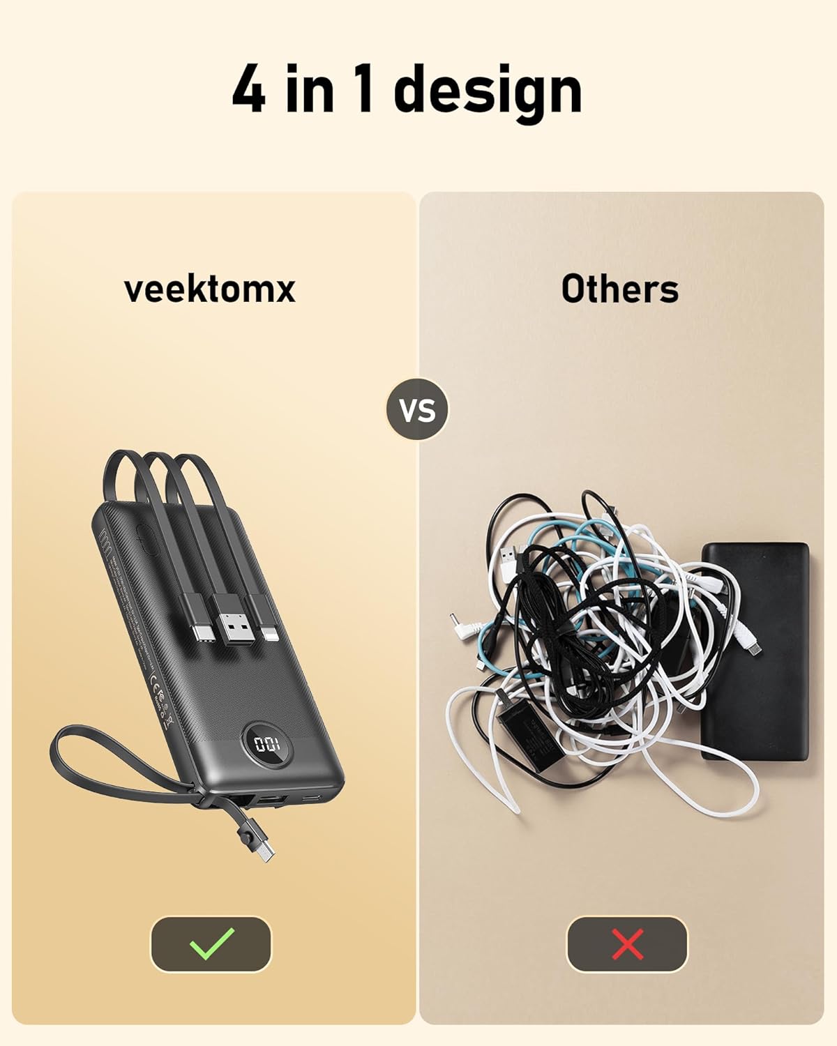 Portable Charger w/Built-in Cables - 10000/20000/30000mAh