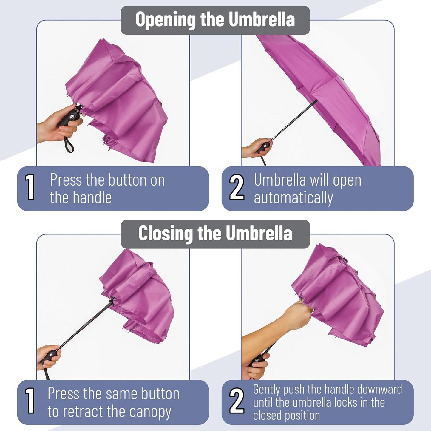 StormProof Travel Umbrella β Auto Open/Close, 42" Windproof Canopy