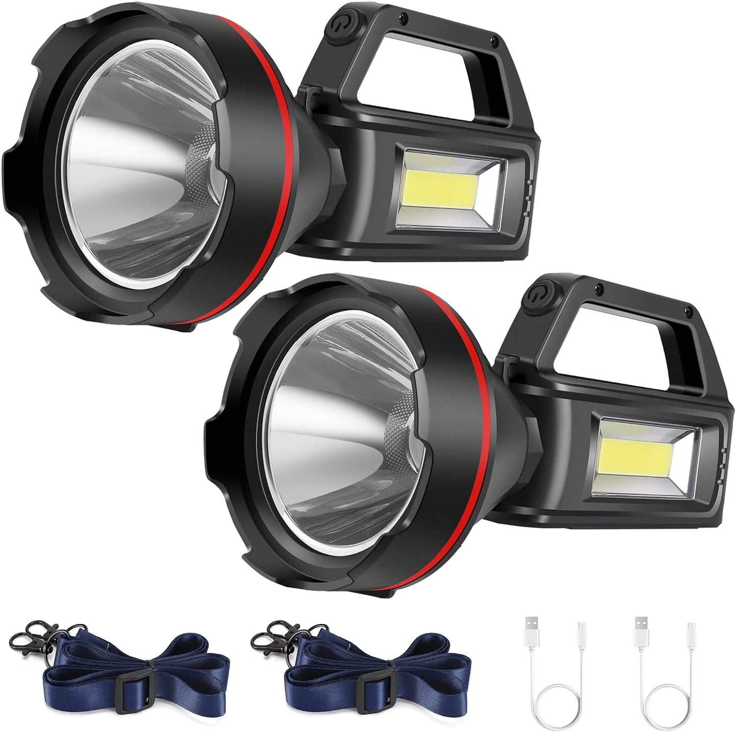 3000LM Rechargeable Spotlight Flashlight – 8-16H Runtime, 500M Beam, USB Power Bank! Hurricane & Survival Essential for Camping, Hunting, Emergencies