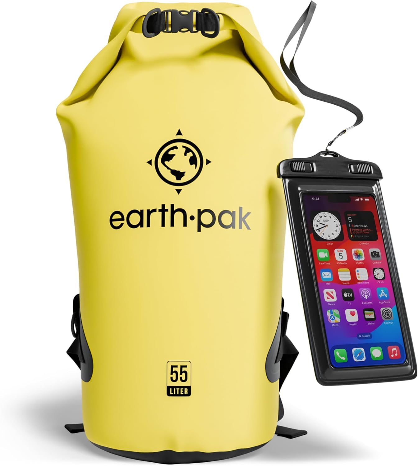 Earth Pak Waterproof Dry Bag – 40L-55L Roll-Top Backpack for Kayaking