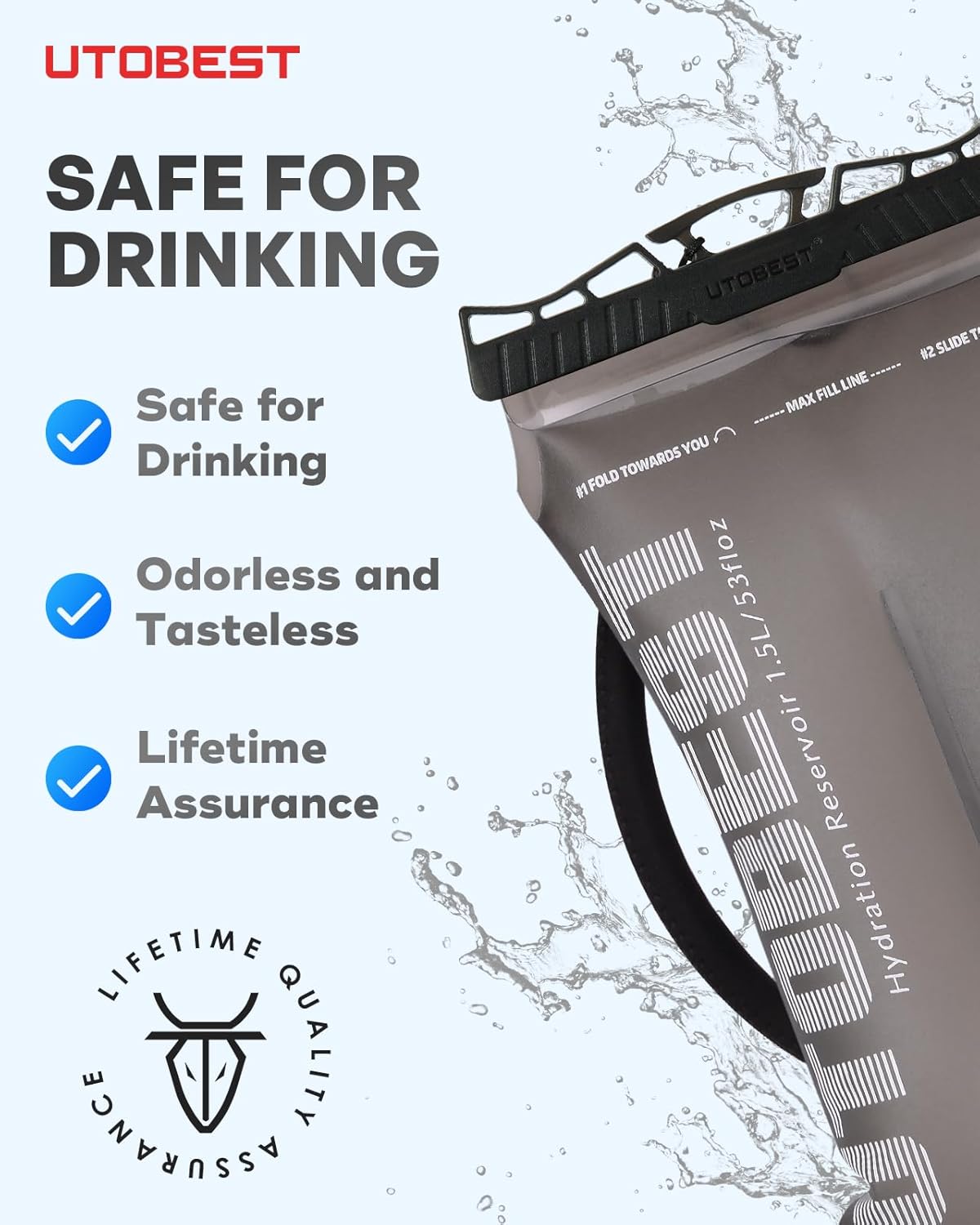 UTOBEST Hydration Bladder - Leakproof, BPA-Free, Wide Opening