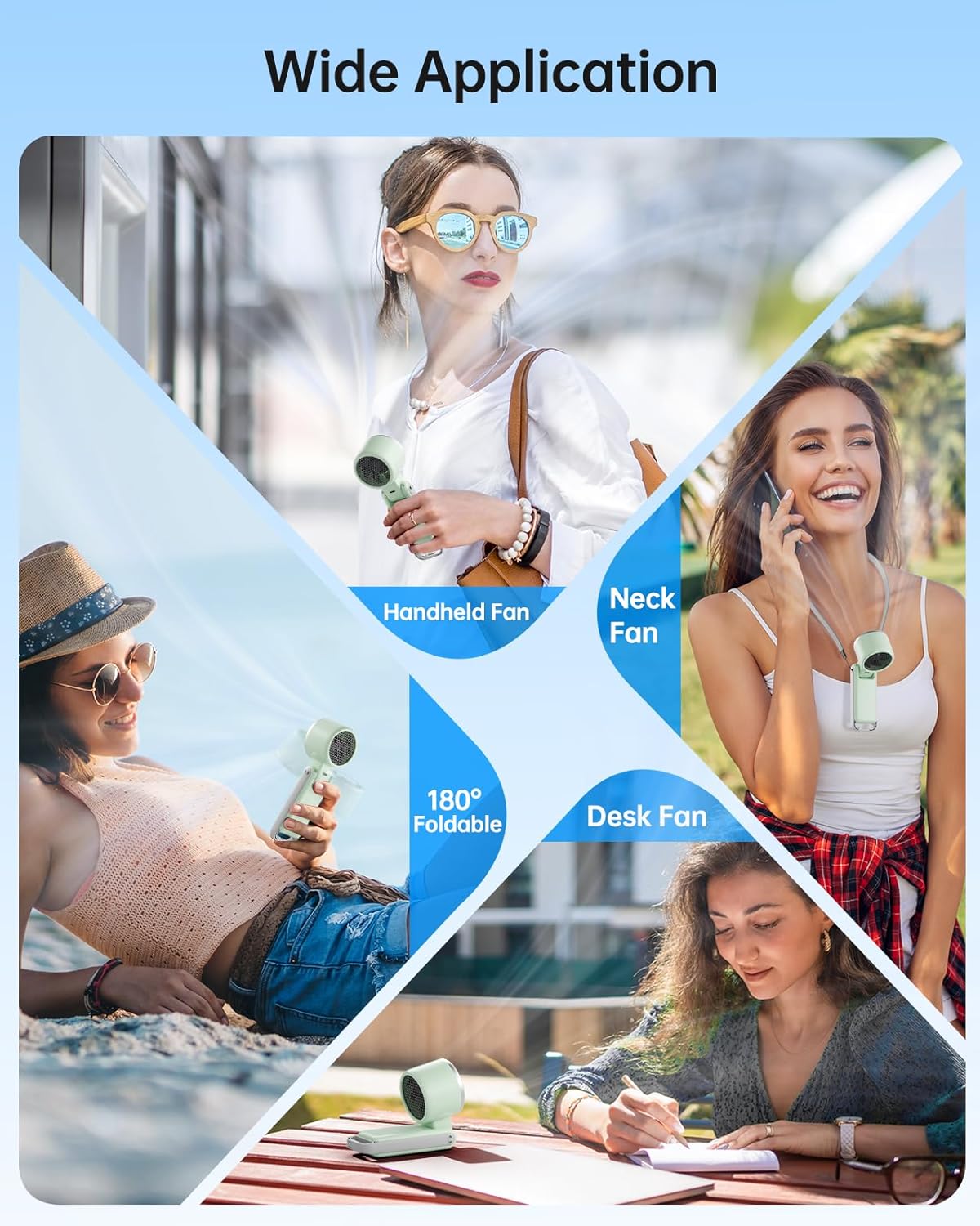 ICE COOL™ Turbo Handheld Fan – 5-Speed 4000mAh USB Rechargeable | 3-in-1 Foldable Neck/Desk Fan with Instant Ice Cooling Pad (11780 RPM JetBreeze!) for Travel, Camping & Work