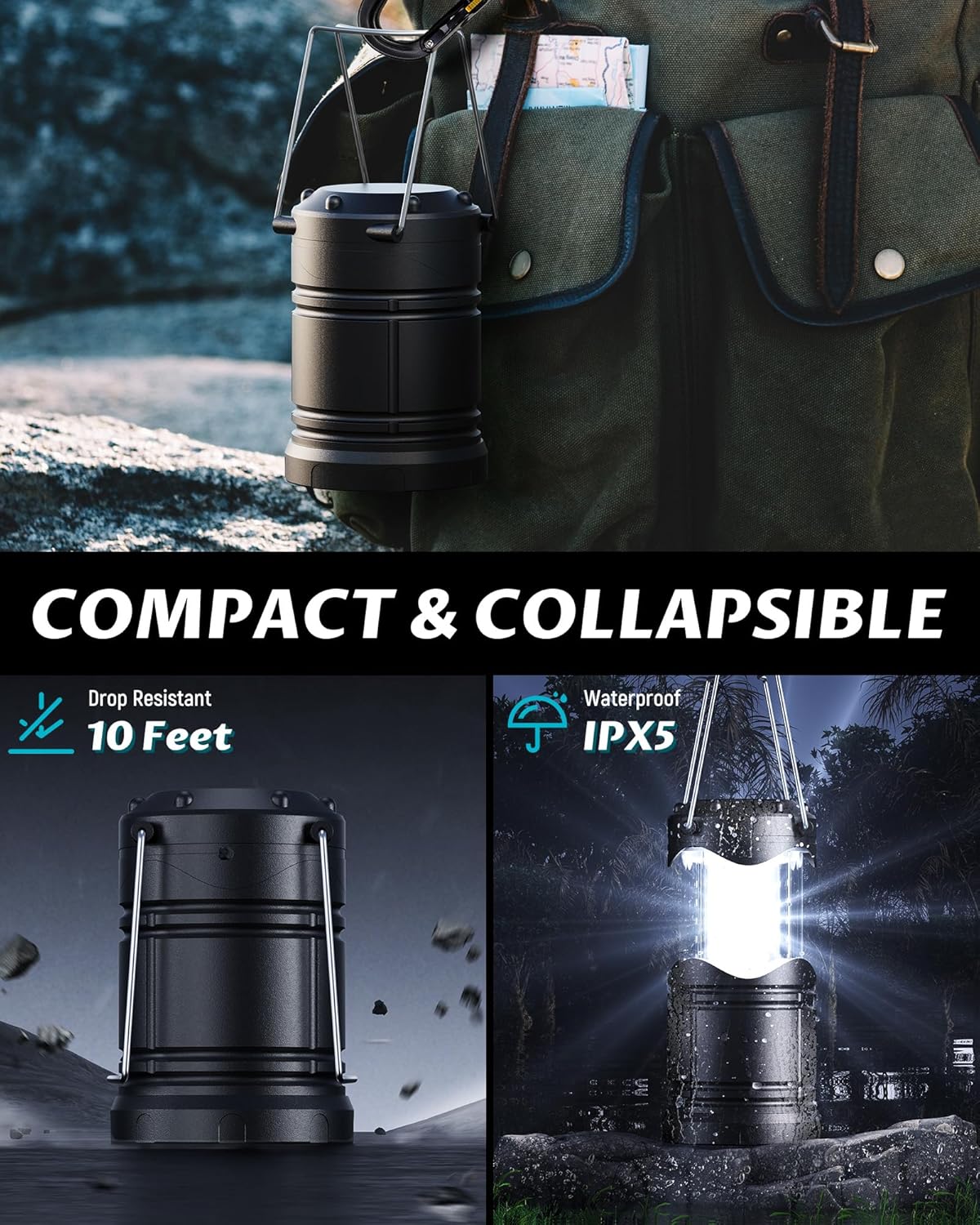 4 Pack LED Camping Lanterns – Collapsible, Battery Powered, 150 Lumens