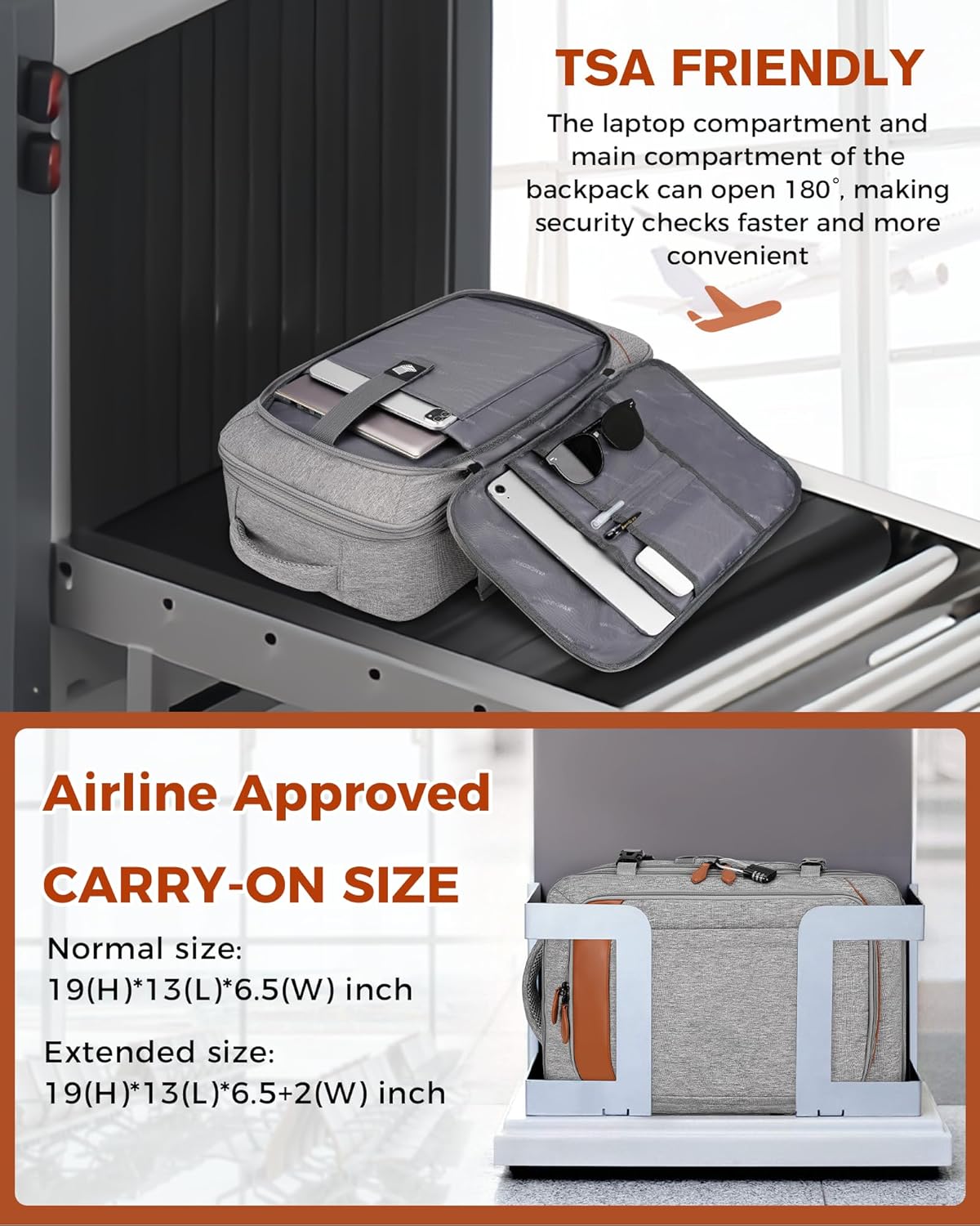40L Expandable Carry-On Backpack w/ 3 Packing Cubes - Flight Approved, Anti-Theft