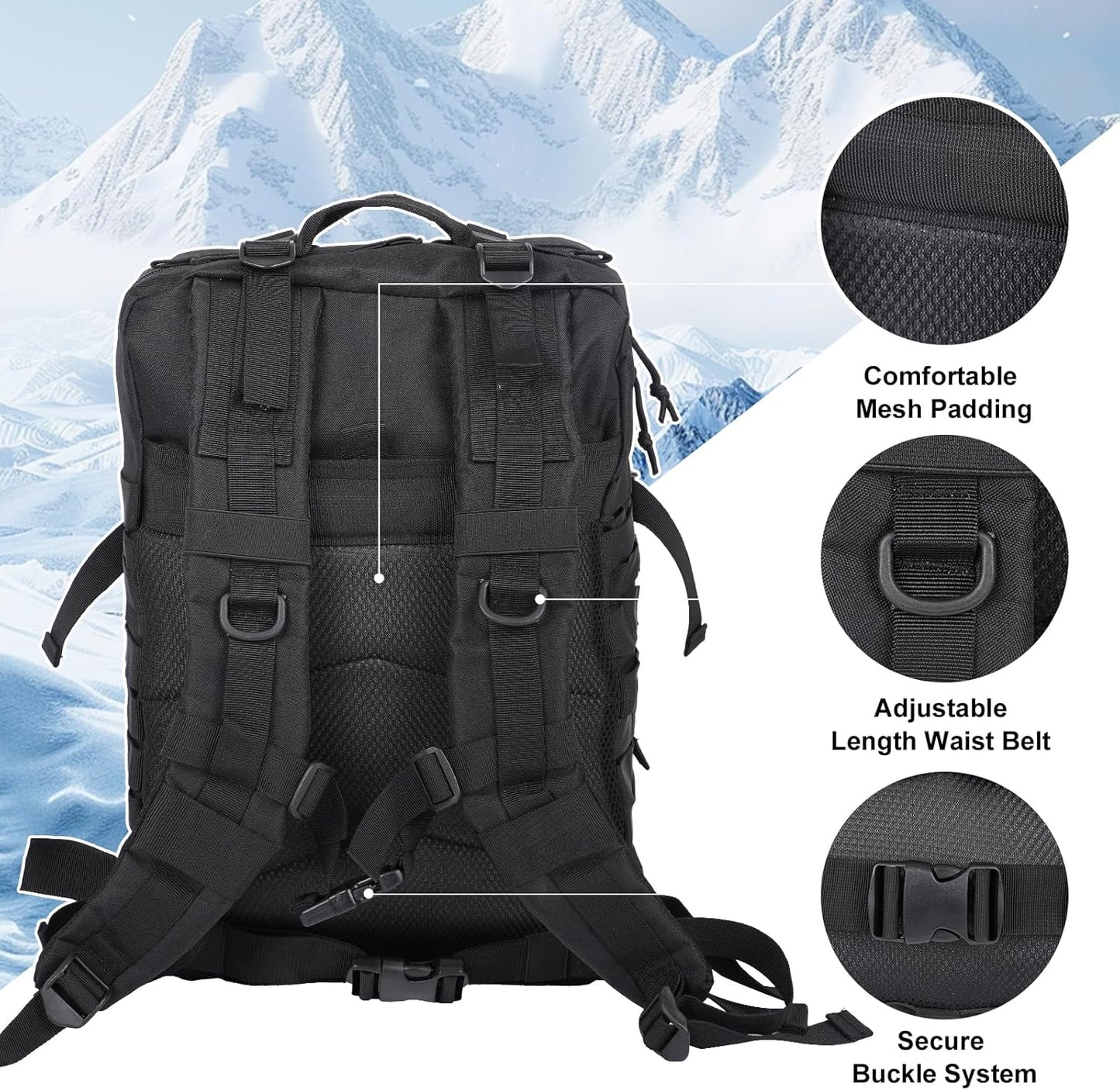 50L Military Tactical Backpack - Assault Pack for Men, Travel & Hiking