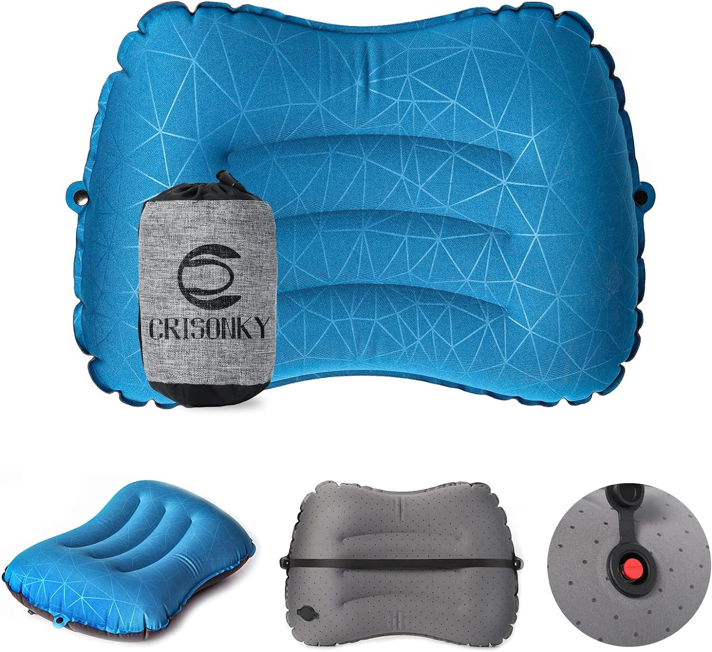 Inflatable Camping Pillow β 3-Breath Fill, Ultra-Light, Skid-Proof