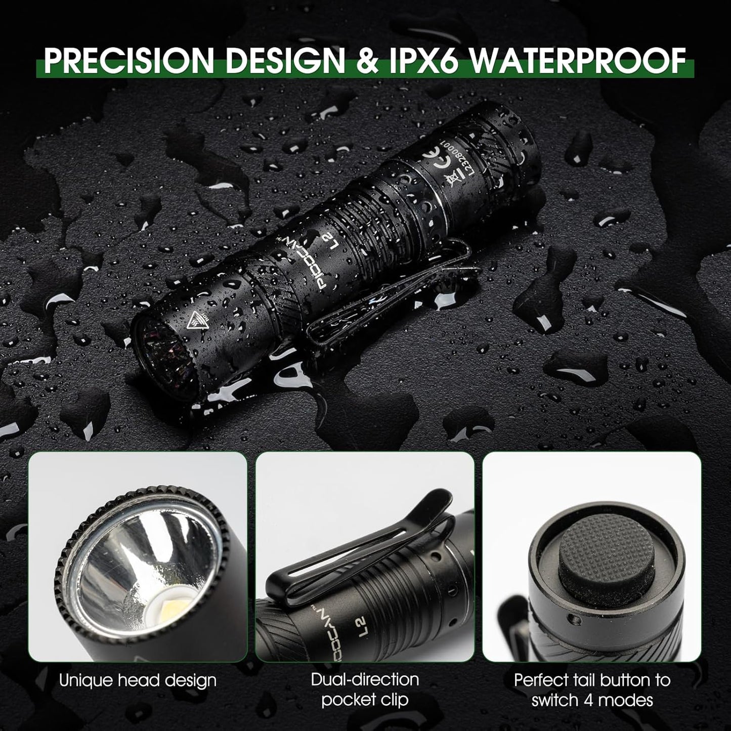1200LM USB-C Rechargeable EDC Flashlight ā IPX6 Waterproof, 4 Modes, AA Compatible! Compact Tactical Light for Camping, Survival & Everyday Carry (Fits in Pocket!)