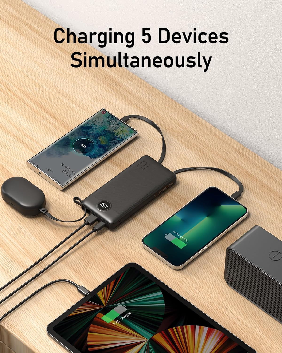 Portable Charger w/Built-in Cables - 10000/20000/30000mAh