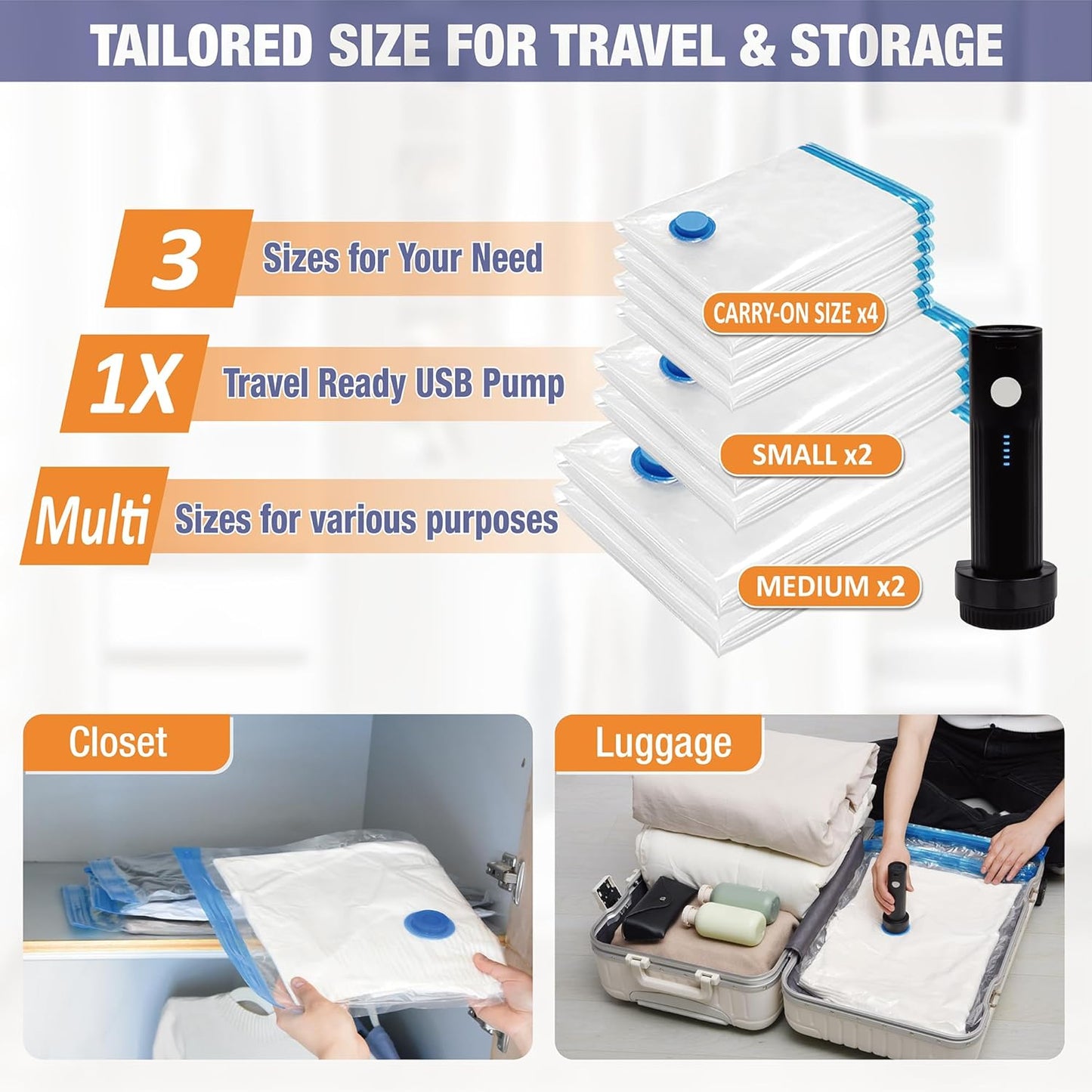 Space Saver Vacuum Bags w/Electric Pump - 10/15/25