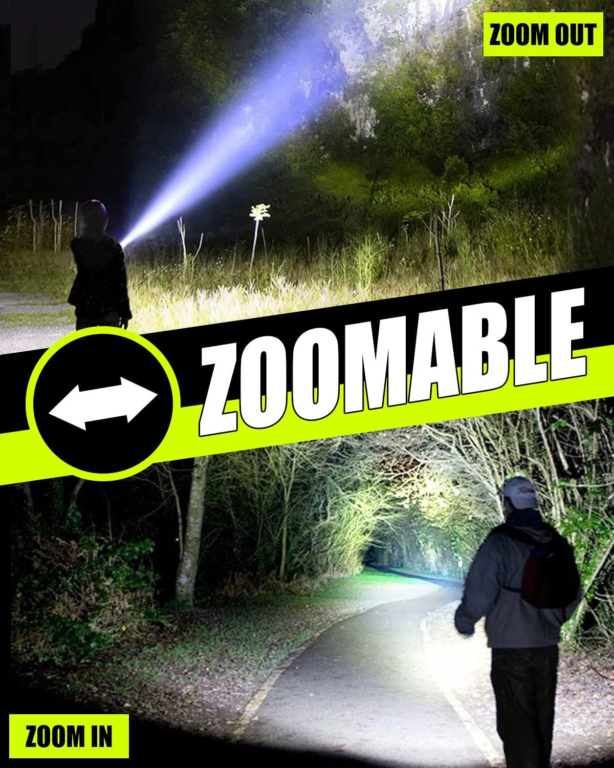 Super Tactical Flashlight - Rechargeable, Zoomable, 5 Modes, USA Stock