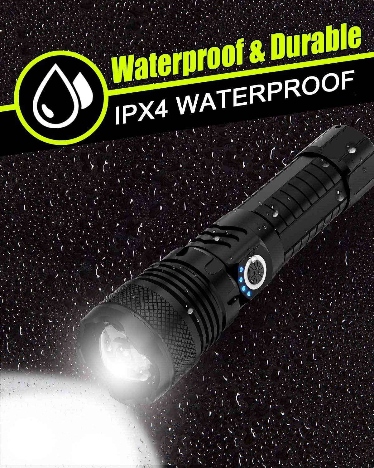 Super Tactical Flashlight - Rechargeable, Zoomable, 5 Modes, USA Stock