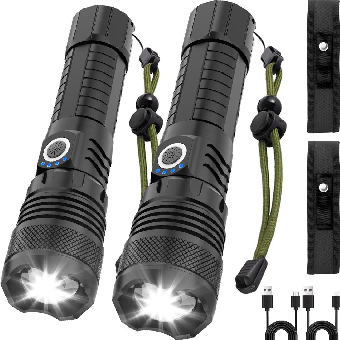 Super Tactical Flashlight - Rechargeable, Zoomable, 5 Modes, USA Stock