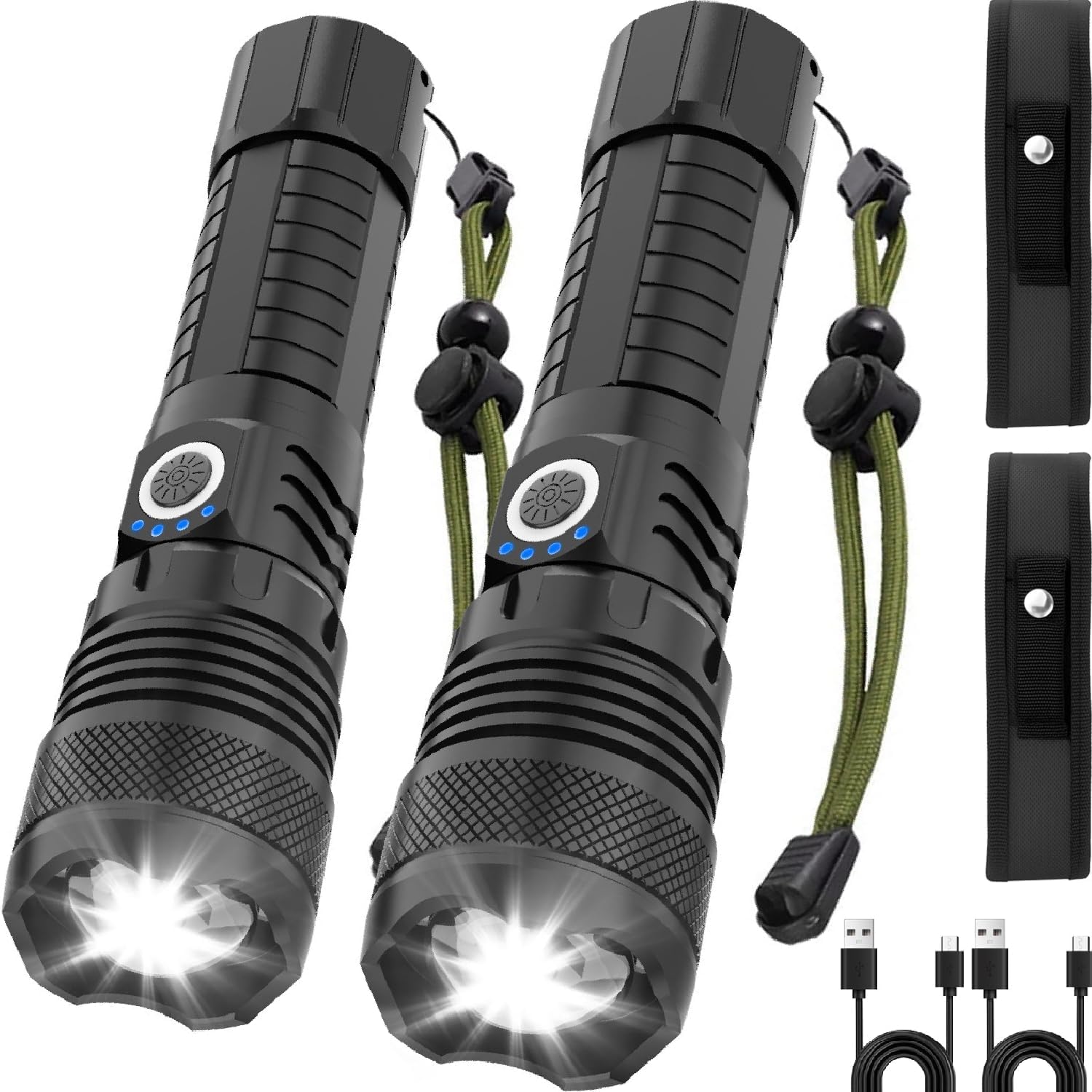 Super Tactical Flashlight - Rechargeable, Zoomable, 5 Modes, USA Stock