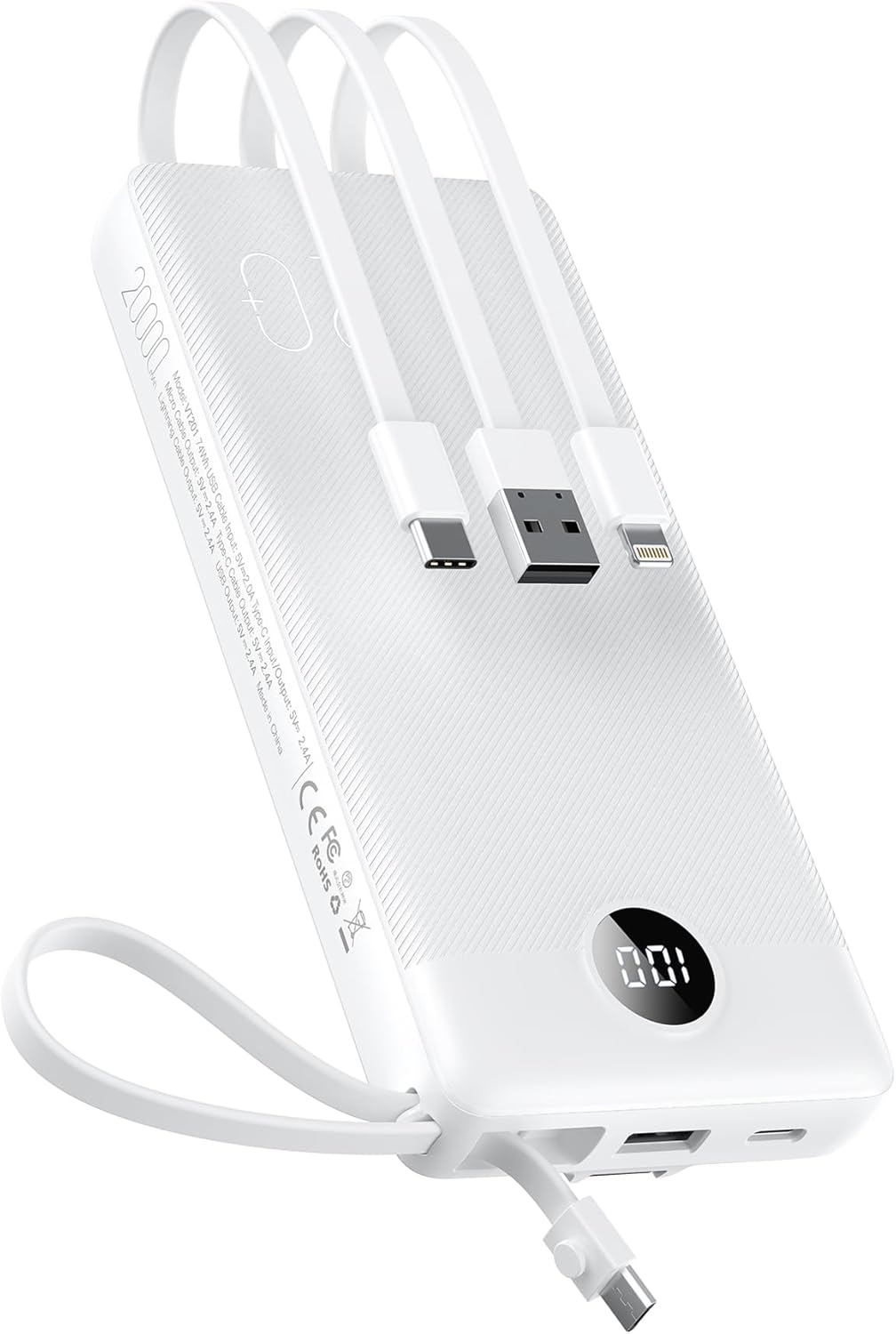 Portable Charger w/Built-in Cables - 10000/20000/30000mAh