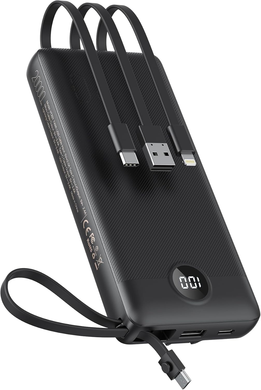Portable Charger w/Built-in Cables - 10000/20000/30000mAh
