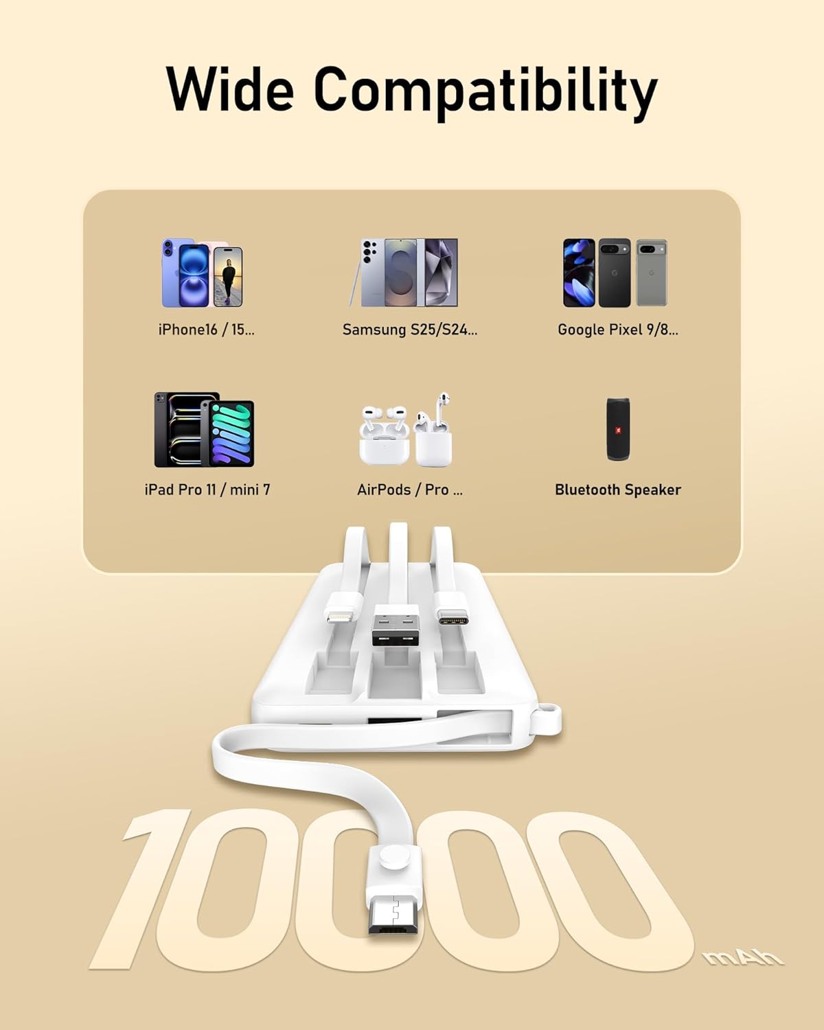 Portable Charger w/Built-in Cables - 10000/20000/30000mAh