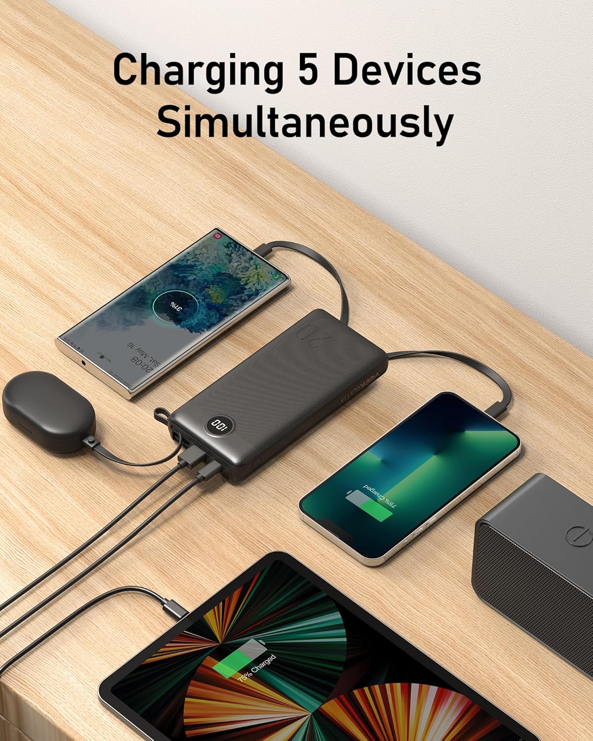 Portable Charger w/Built-in Cables - 10000/20000/30000mAh