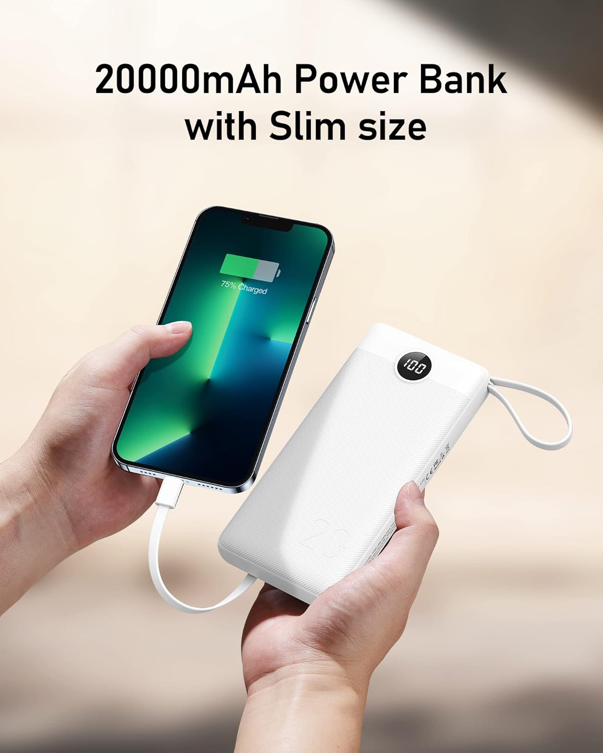 Portable Charger w/Built-in Cables - 10000/20000/30000mAh