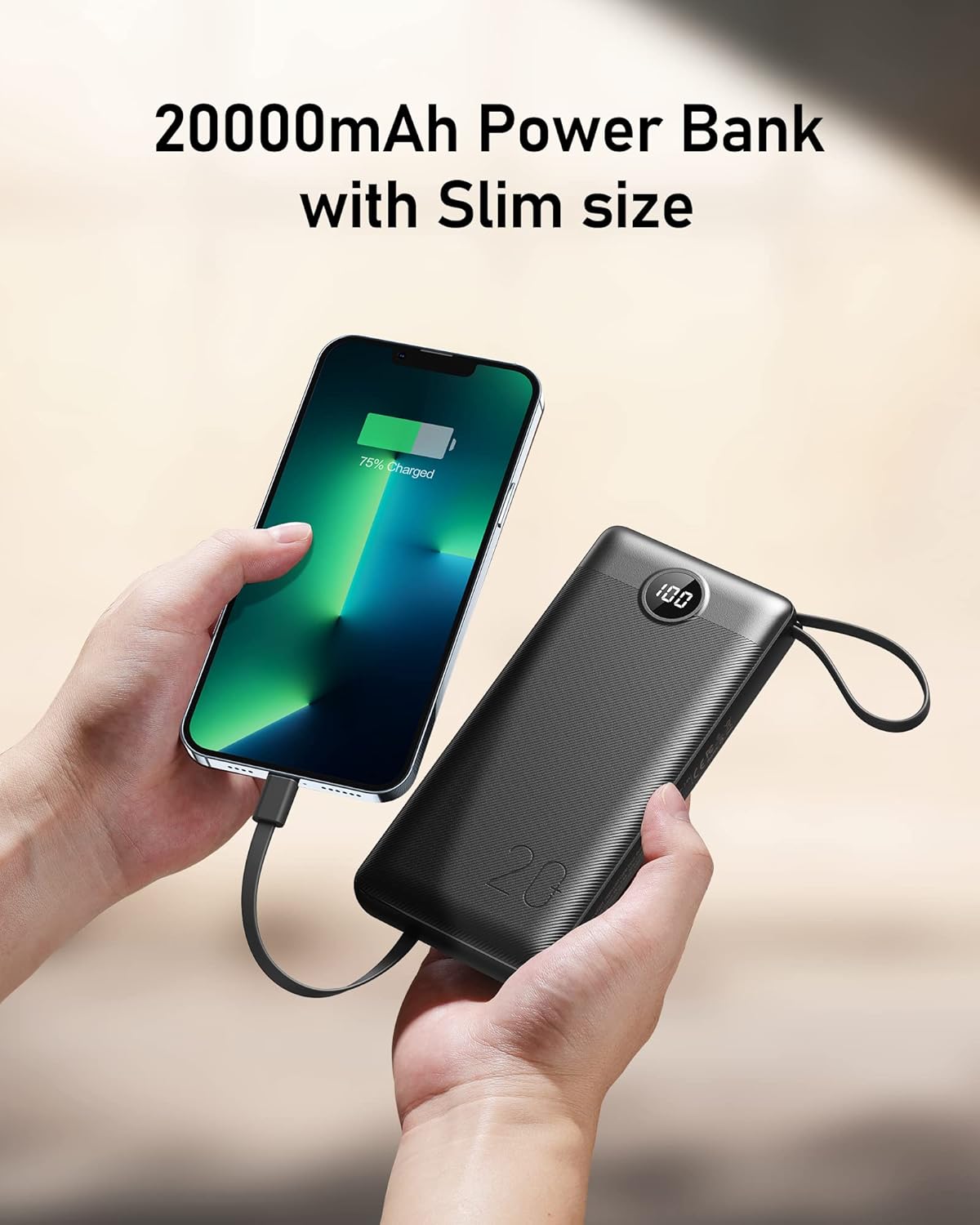 Portable Charger w/Built-in Cables - 10000/20000/30000mAh
