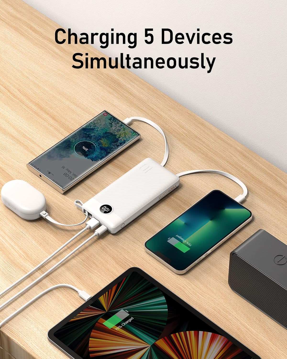 Portable Charger w/Built-in Cables - 10000/20000/30000mAh