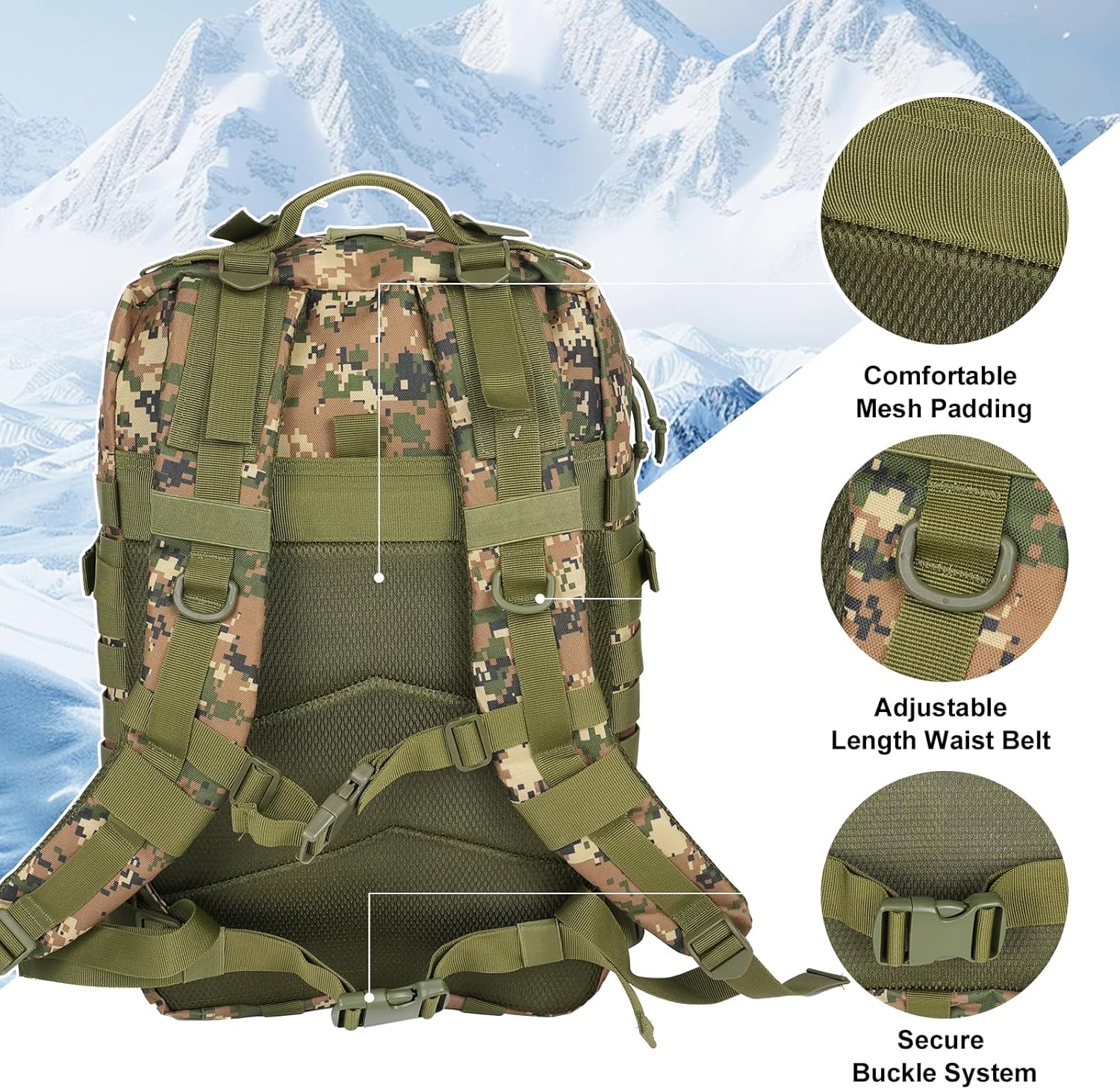 50L Military Tactical Backpack - Assault Pack for Men, Travel & Hiking