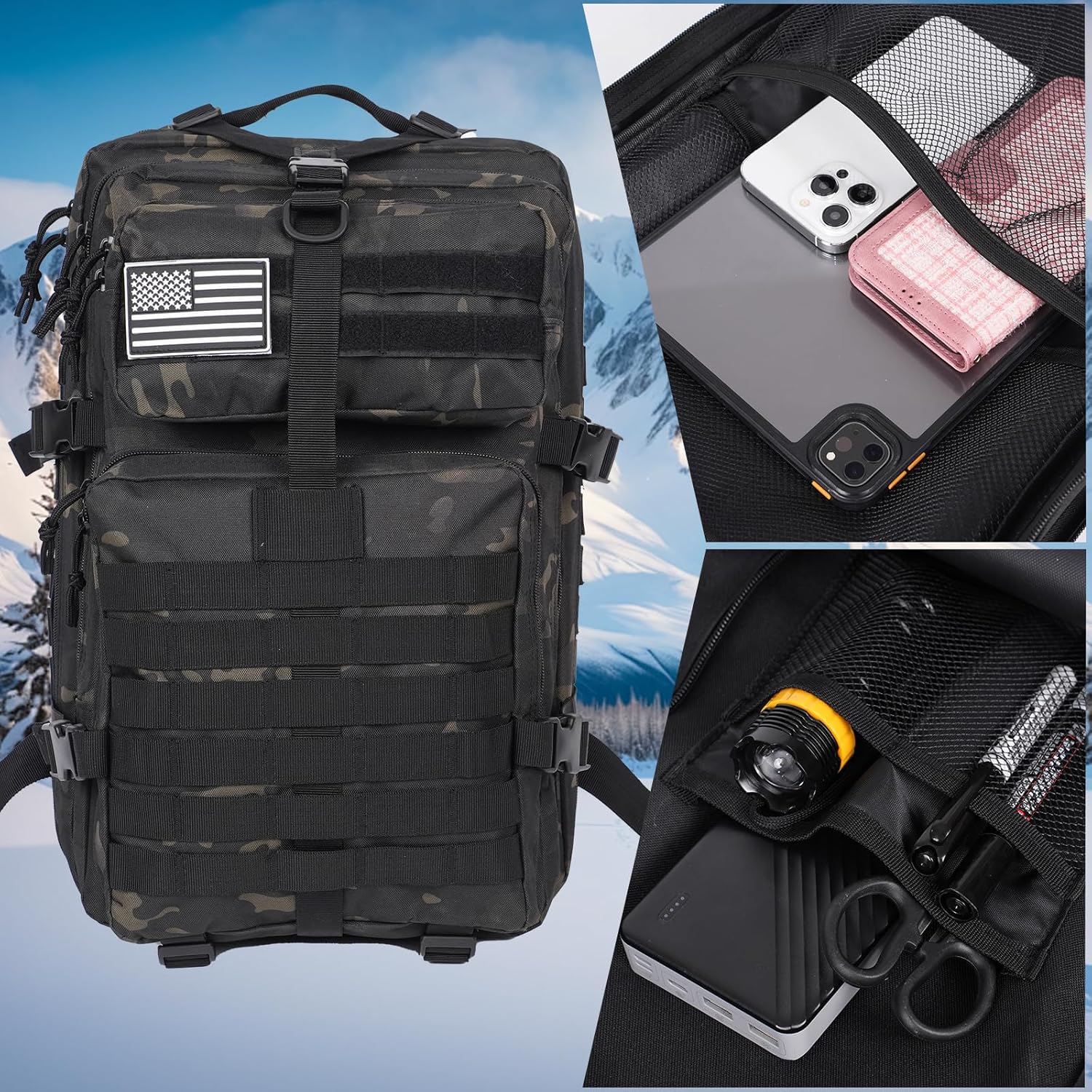 50L Military Tactical Backpack - Assault Pack for Men, Travel & Hiking