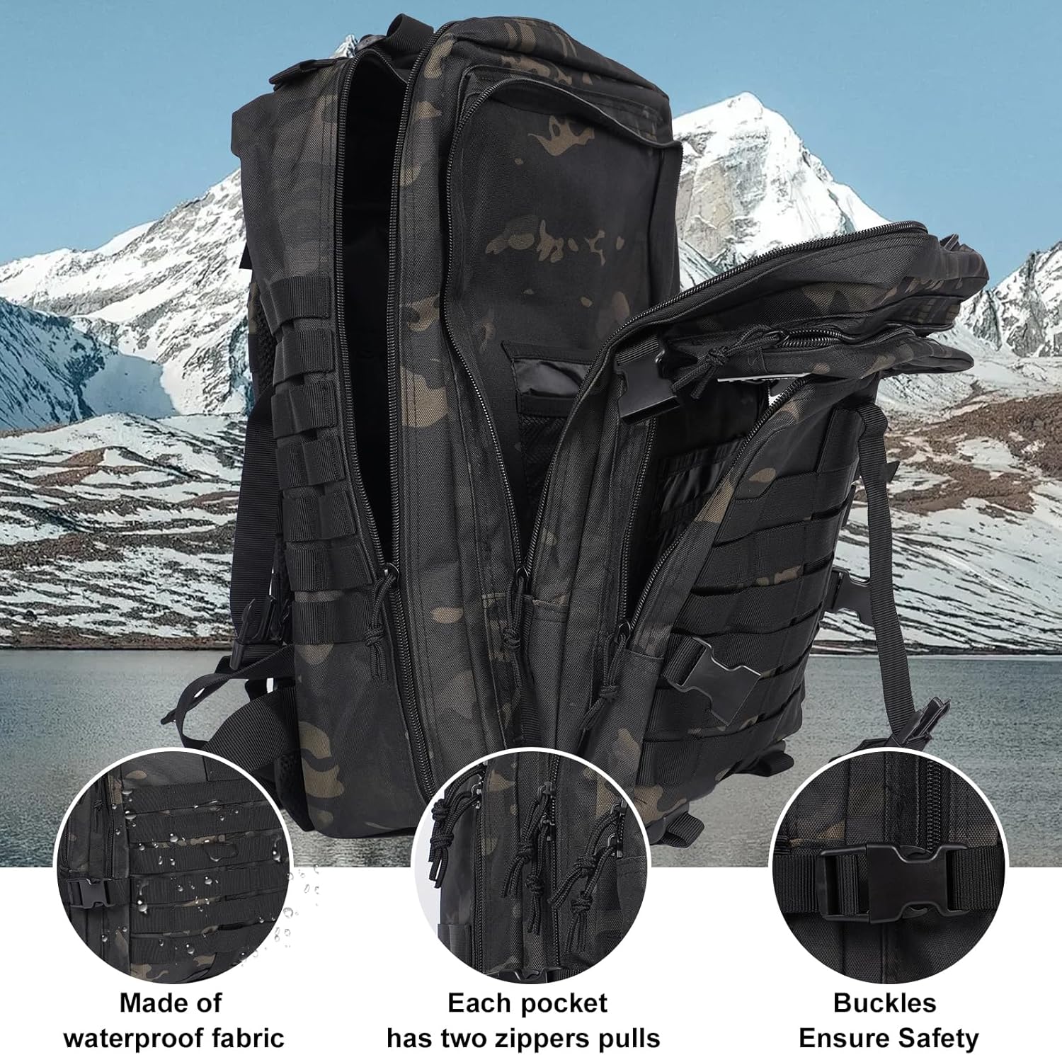 50L Military Tactical Backpack - Assault Pack for Men, Travel & Hiking