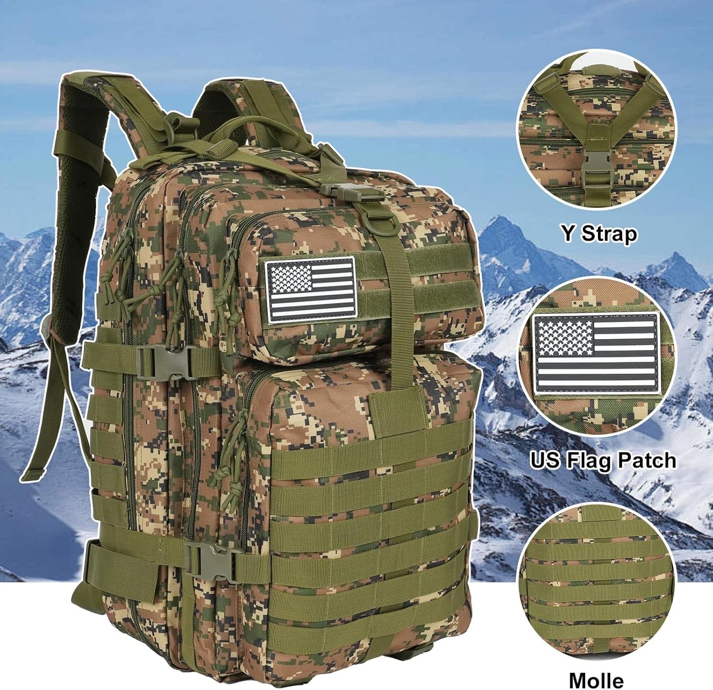 50L Military Tactical Backpack - Assault Pack for Men, Travel & Hiking