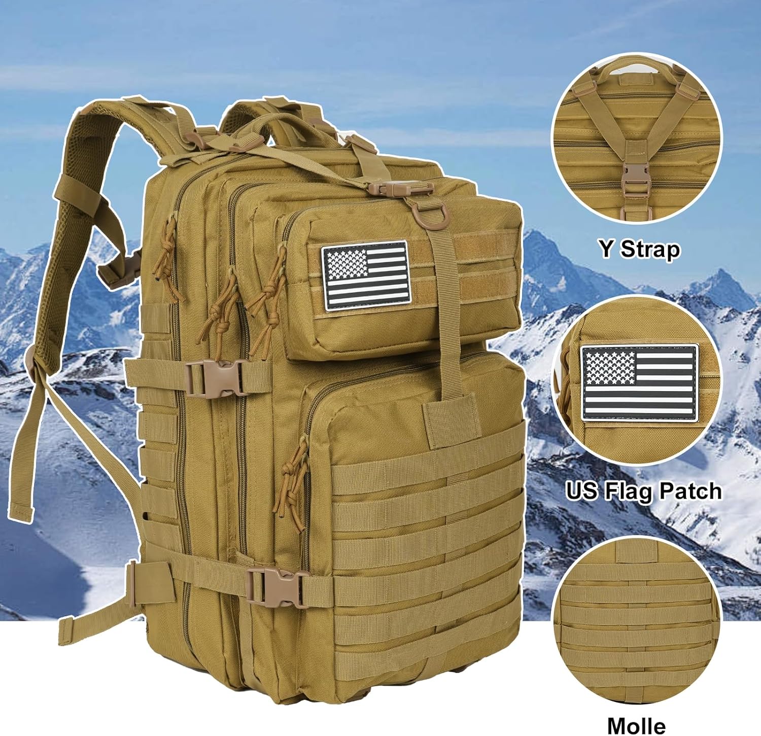 50L Military Tactical Backpack - Assault Pack for Men, Travel & Hiking